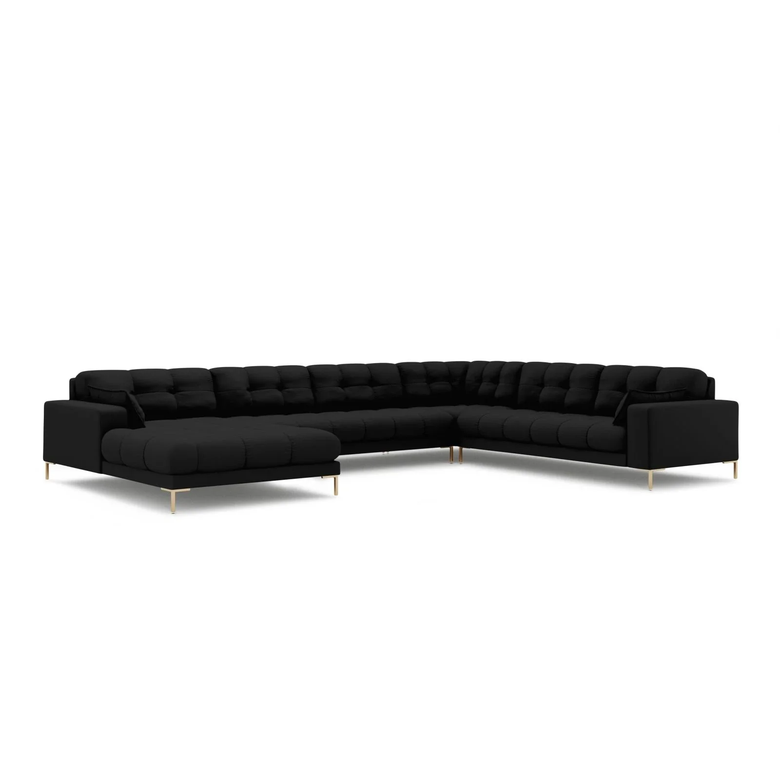 Mamaia 7-Sitzer Panorama-Ecksofa, Rechte Seite, Beine Goldmetall, mit Bezug aus Samt oder Strukturstoff, 327x256 cm - Image 21