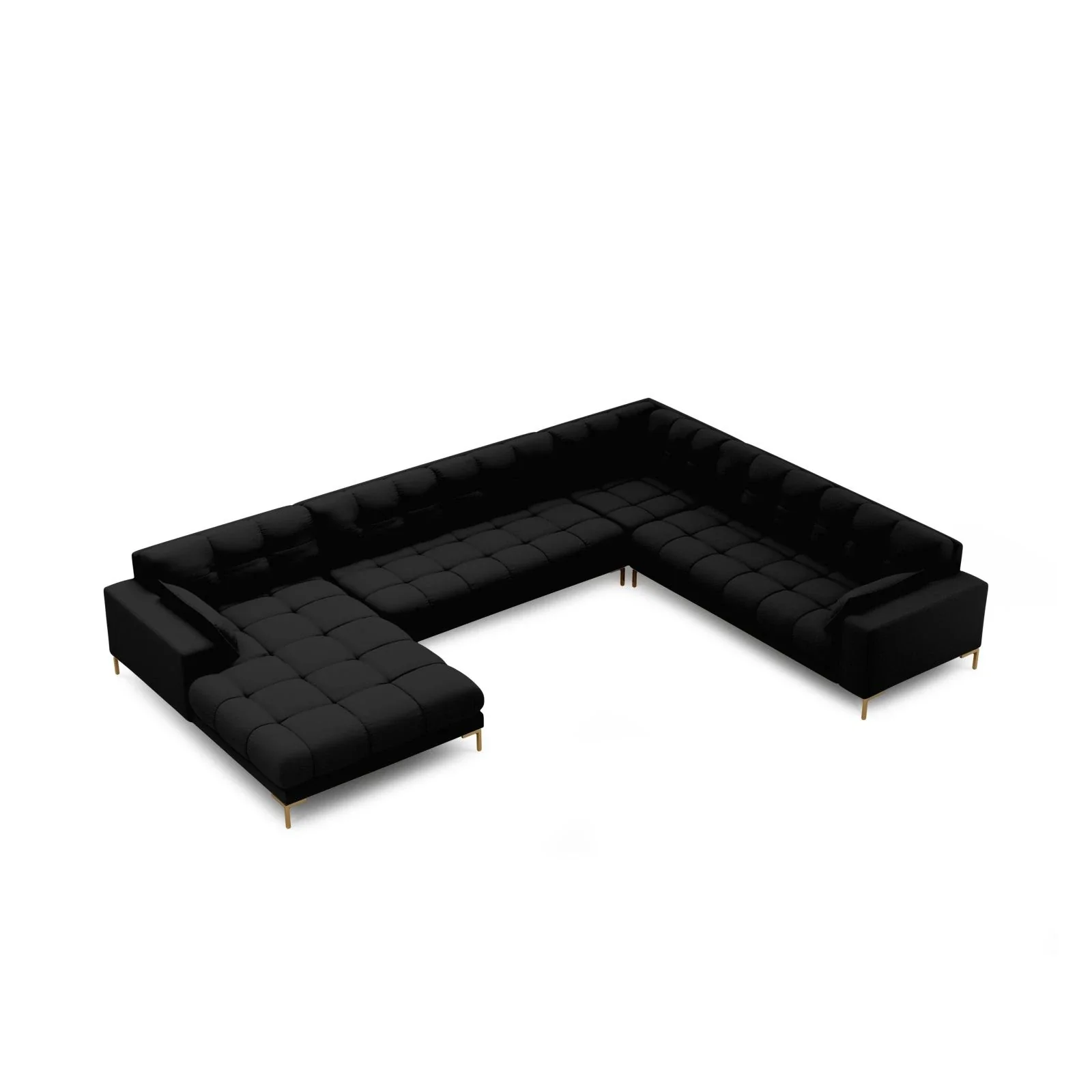 Mamaia 7-Sitzer Panorama-Ecksofa, Rechte Seite, Beine Goldmetall, mit Bezug aus Samt oder Strukturstoff, 327x256 cm - Image 23