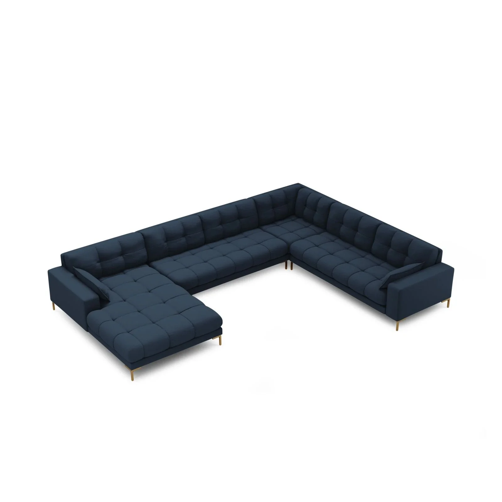 Mamaia 7-Sitzer Panorama-Ecksofa, Rechte Seite, Beine Goldmetall, mit Bezug aus Samt oder Strukturstoff, 327x256 cm - Image 28