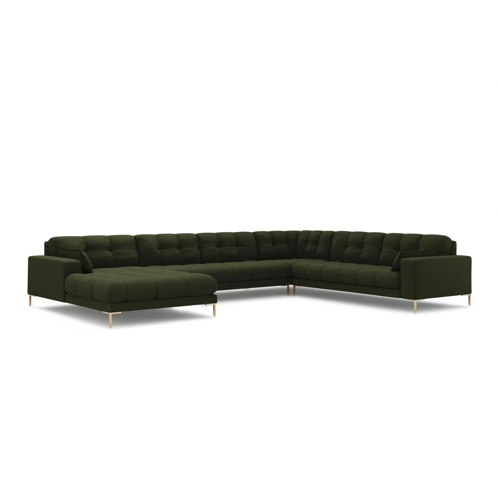 Mamaia 7-Sitzer Panorama-Ecksofa, Rechte Seite, Beine Goldmetall, mit Bezug aus Samt oder Strukturstoff, 327x256 cm - Image 31