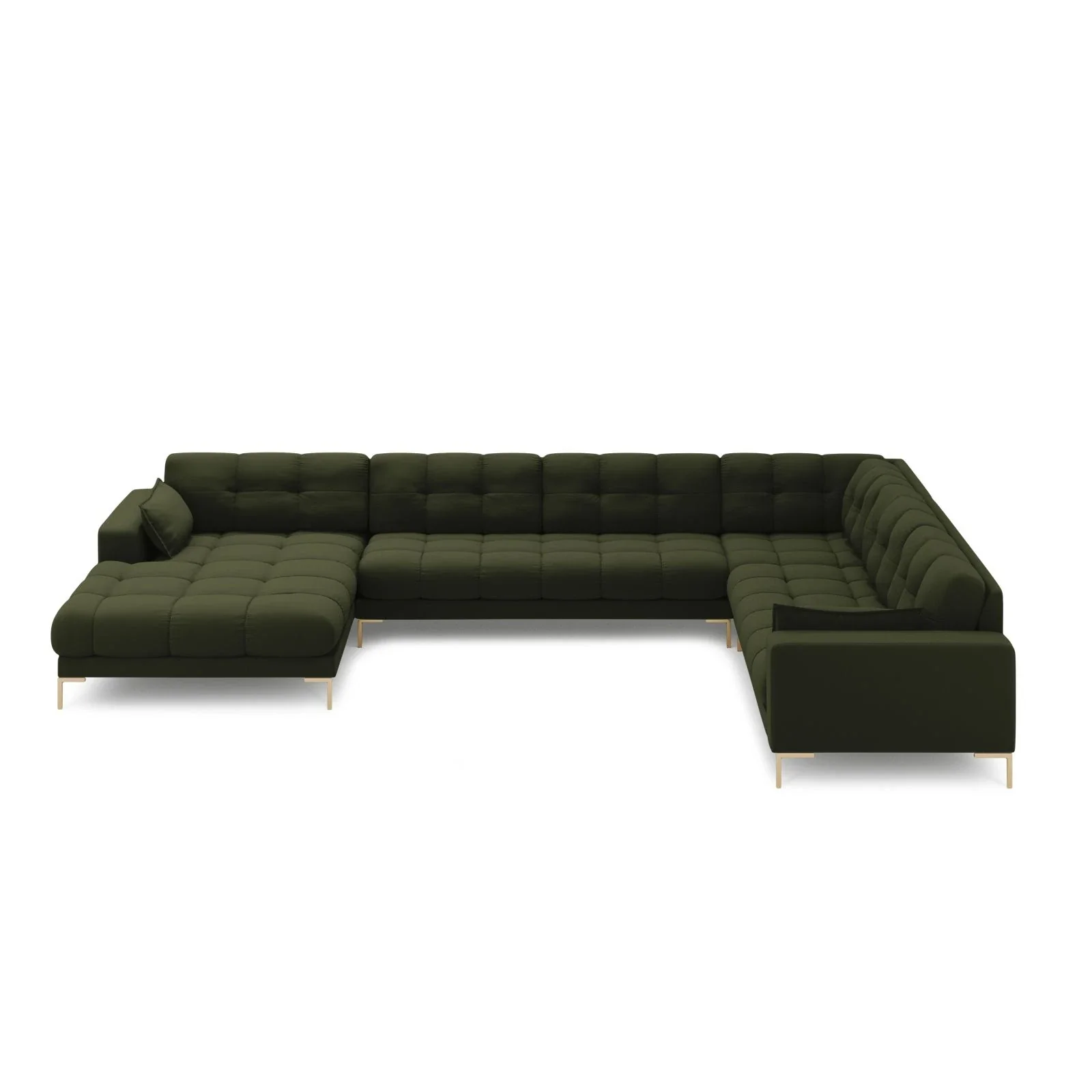 Mamaia 7-Sitzer Panorama-Ecksofa, Rechte Seite, Beine Goldmetall, mit Bezug aus Samt oder Strukturstoff, 327x256 cm - Image 32