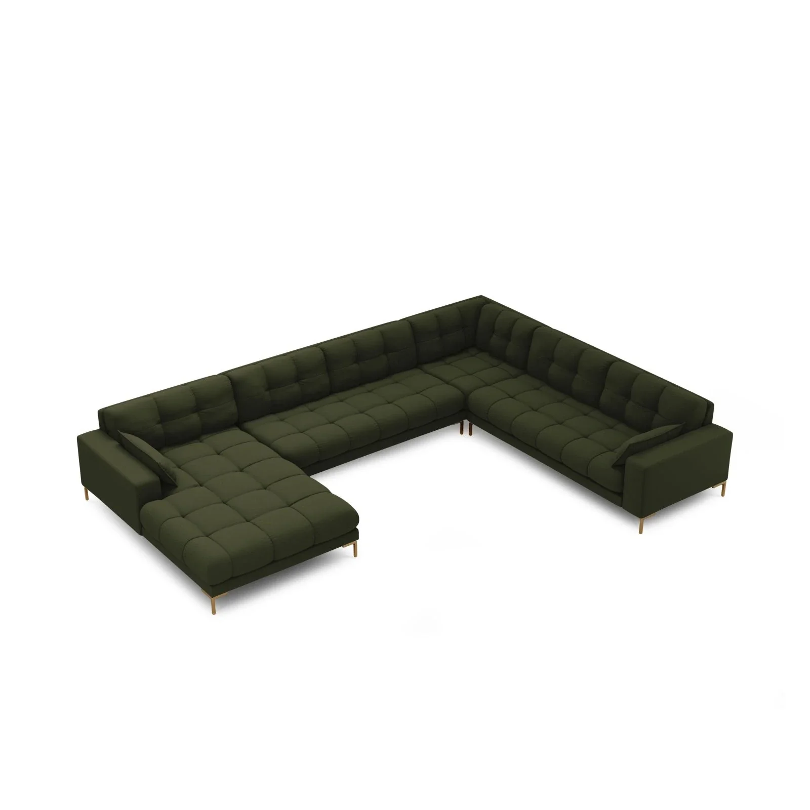 Mamaia 7-Sitzer Panorama-Ecksofa, Rechte Seite, Beine Goldmetall, mit Bezug aus Samt oder Strukturstoff, 327x256 cm - Image 33