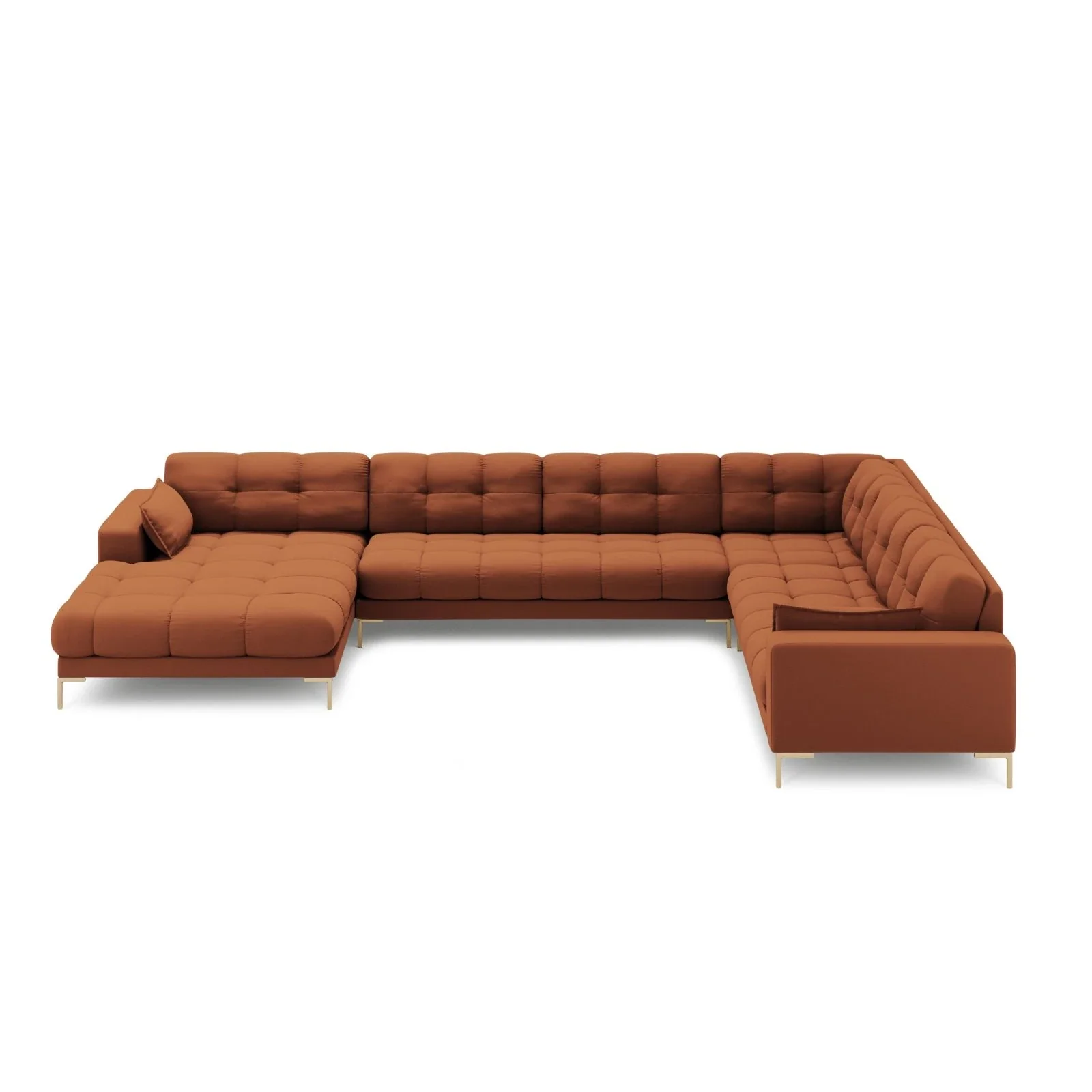 Mamaia 7-Sitzer Panorama-Ecksofa, Rechte Seite, Beine Goldmetall, mit Bezug aus Samt oder Strukturstoff, 327x256 cm - Image 37