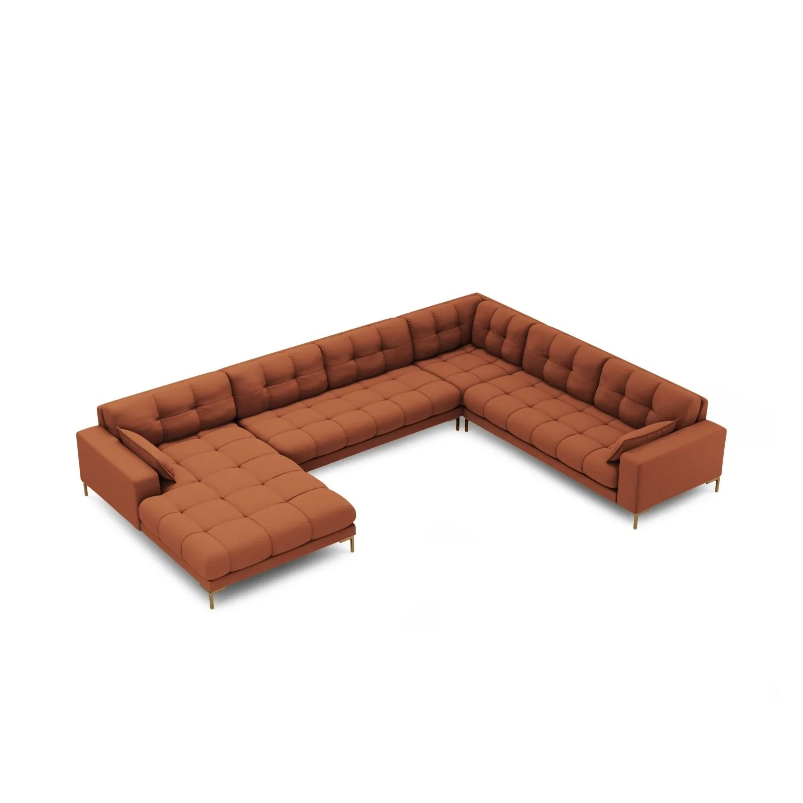 Mamaia 7-Sitzer Panorama-Ecksofa, Rechte Seite, Beine Goldmetall, mit Bezug aus Samt oder Strukturstoff, 327x256 cm - Image 38