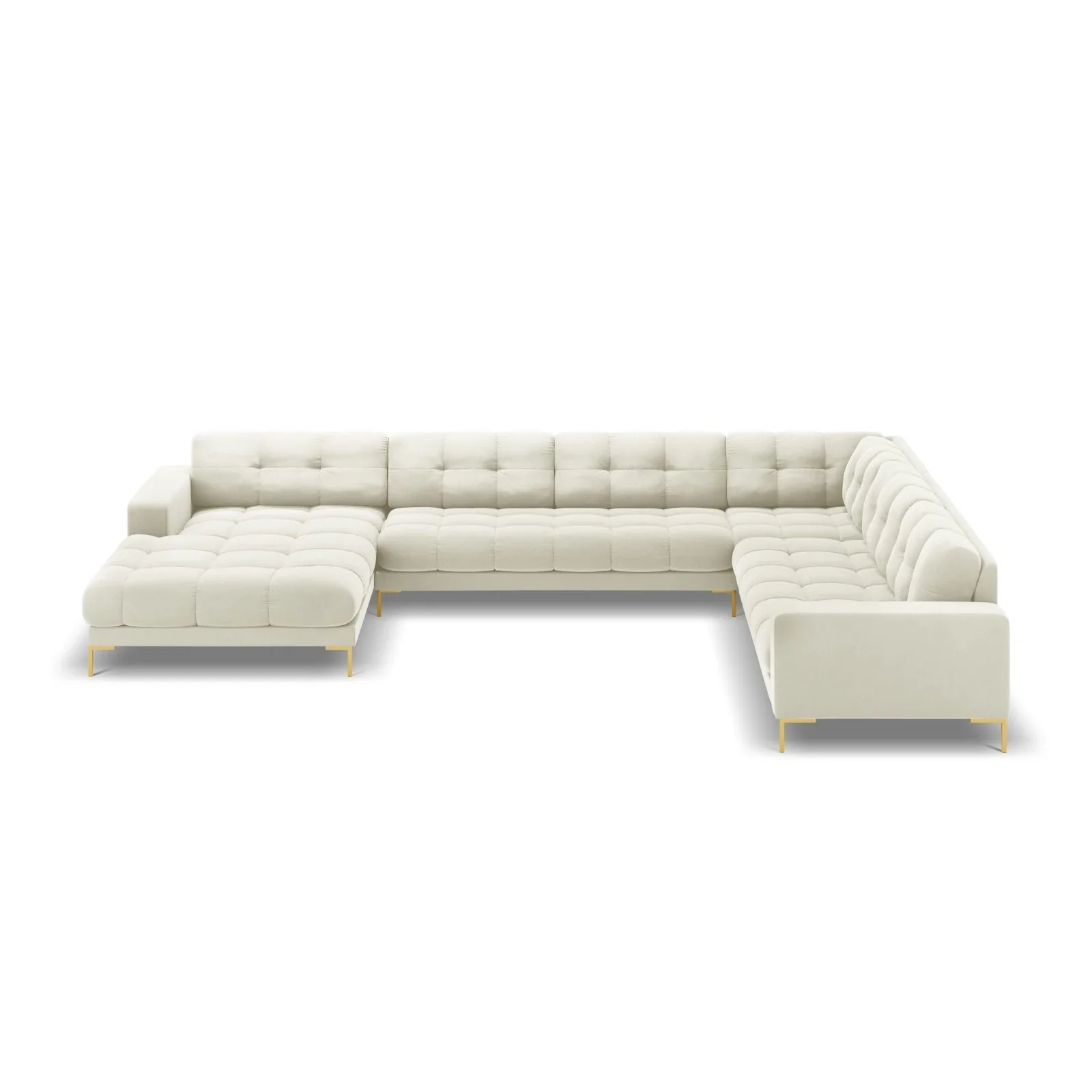 Mamaia 7-Sitzer Panorama-Ecksofa, Rechte Seite, Beine Goldmetall, mit Bezug aus Samt oder Strukturstoff, 327x256 cm - Image 43