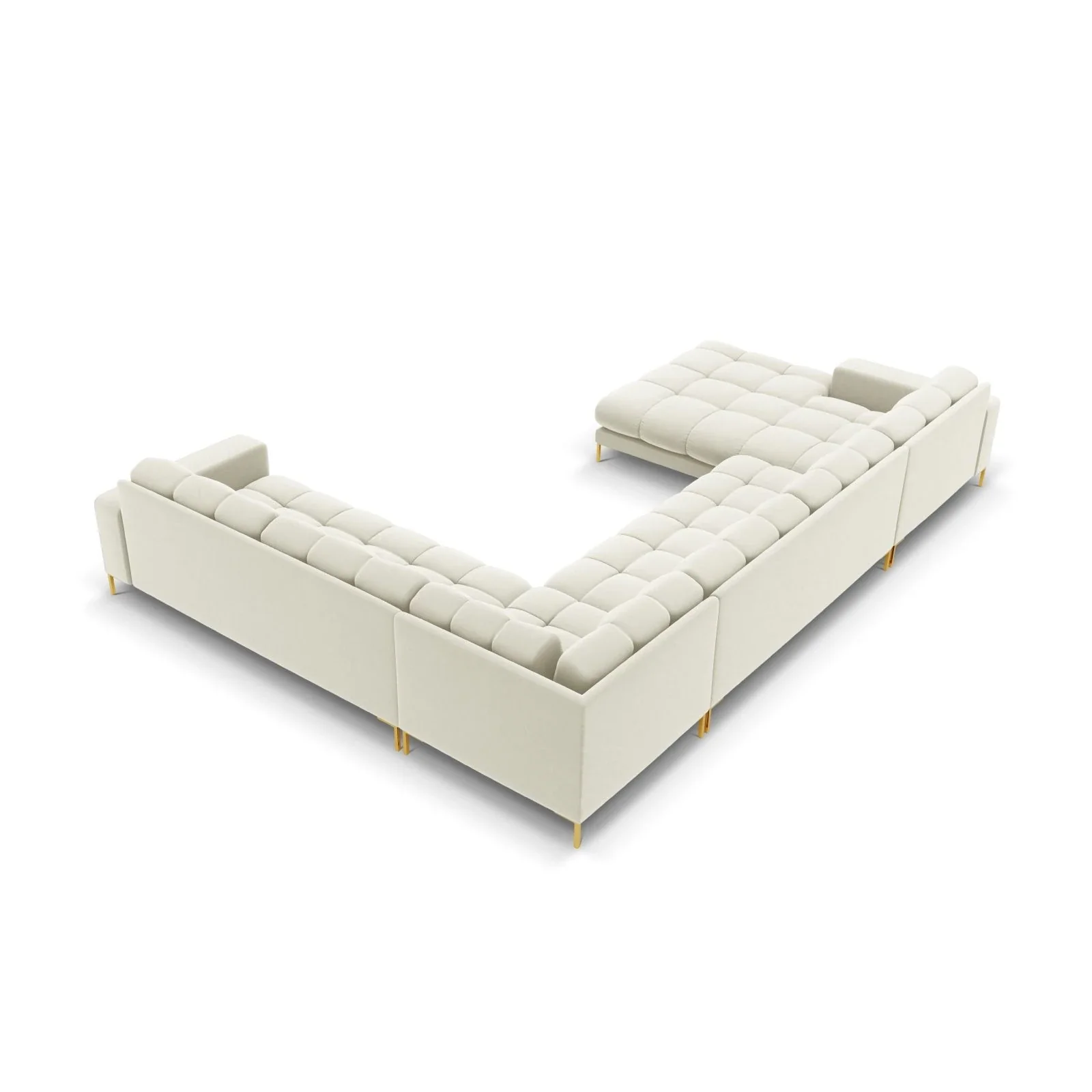 Mamaia 7-Sitzer Panorama-Ecksofa, Rechte Seite, Beine Goldmetall, mit Bezug aus Samt oder Strukturstoff, 327x256 cm - Image 44