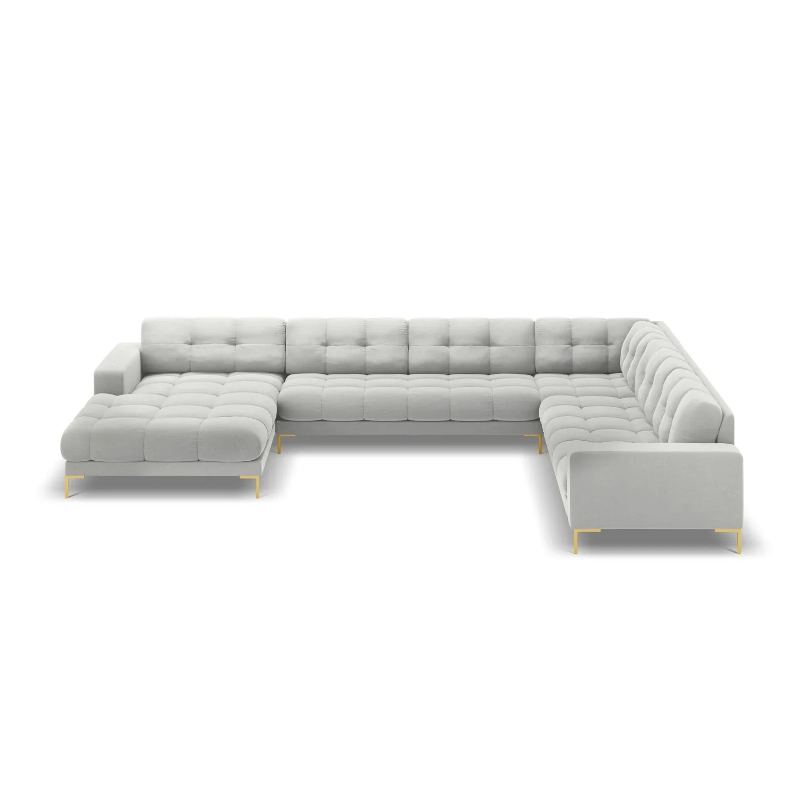 Mamaia 7-Sitzer Panorama-Ecksofa, Rechte Seite, Beine Goldmetall, mit Bezug aus Samt oder Strukturstoff, 327x256 cm - Image 50