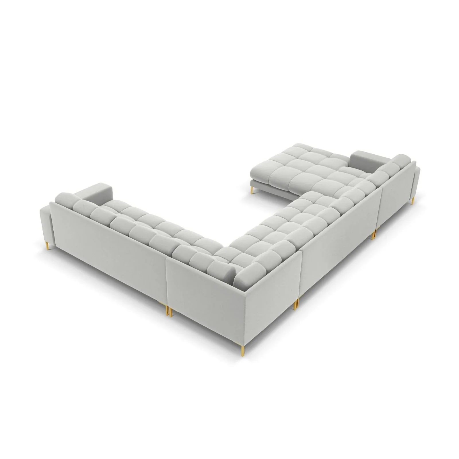 Mamaia 7-Sitzer Panorama-Ecksofa, Rechte Seite, Beine Goldmetall, mit Bezug aus Samt oder Strukturstoff, 327x256 cm - Image 51