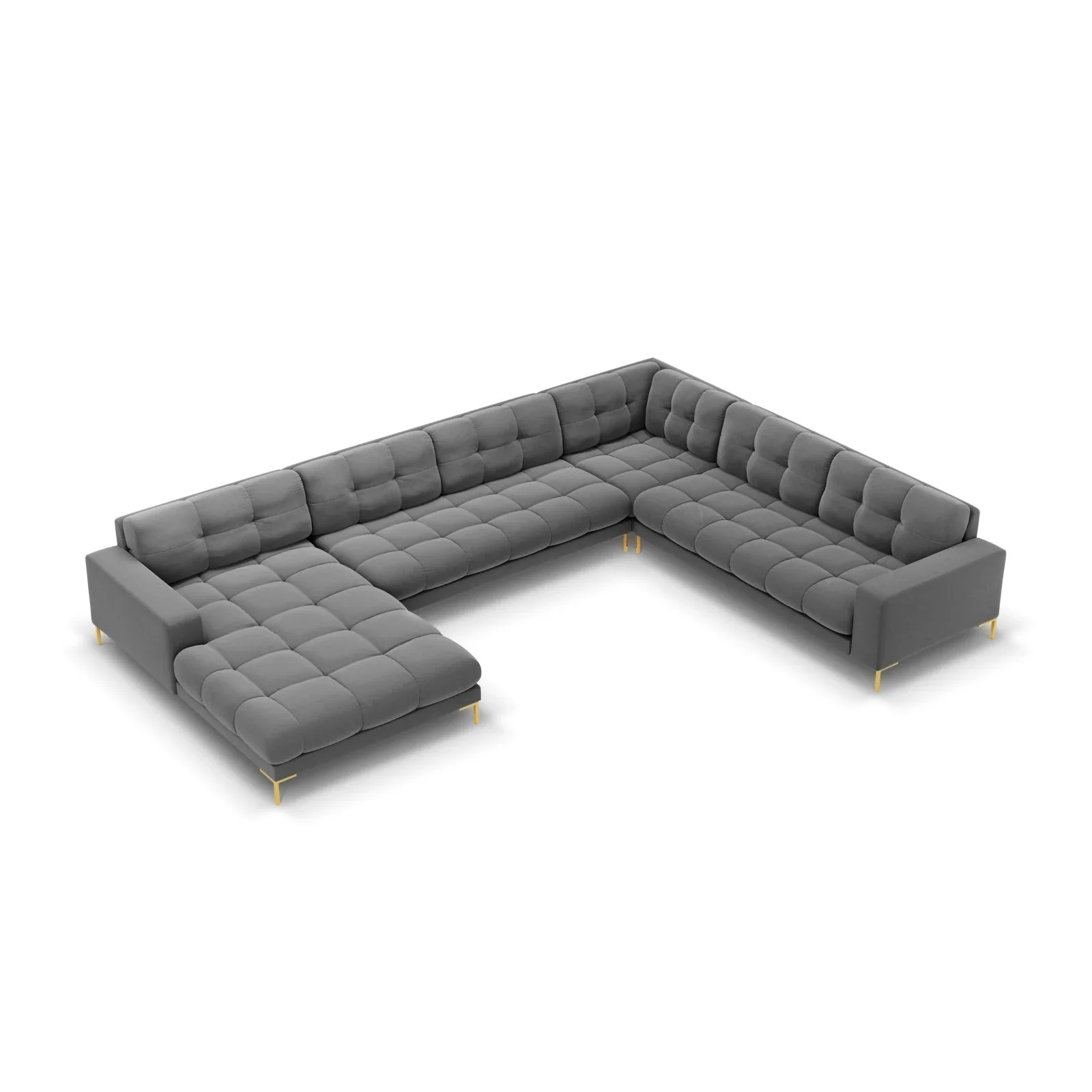 Mamaia 7-Sitzer Panorama-Ecksofa, Rechte Seite, Beine Goldmetall, mit Bezug aus Samt oder Strukturstoff, 327x256 cm - Image 55