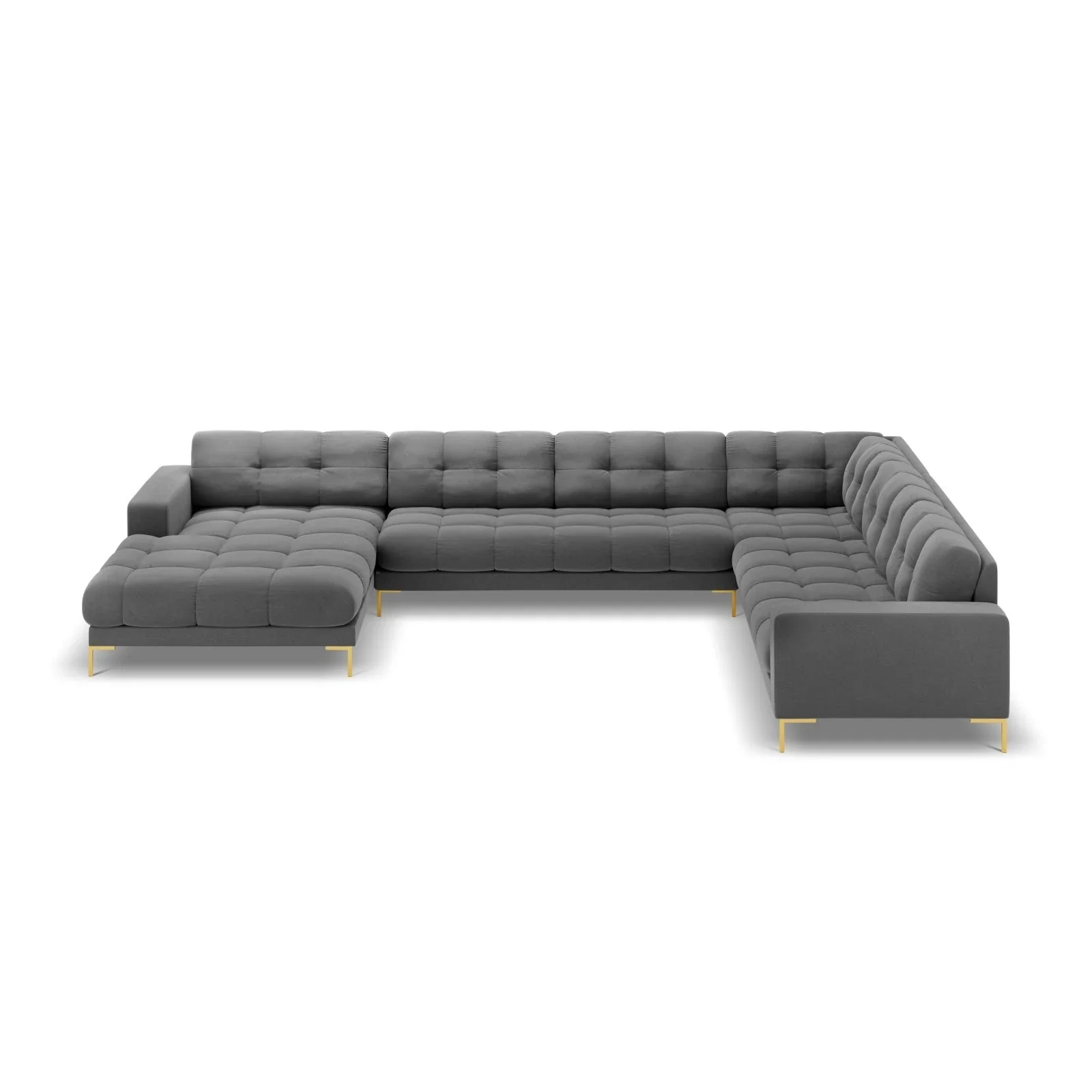Mamaia 7-Sitzer Panorama-Ecksofa, Rechte Seite, Beine Goldmetall, mit Bezug aus Samt oder Strukturstoff, 327x256 cm - Image 57