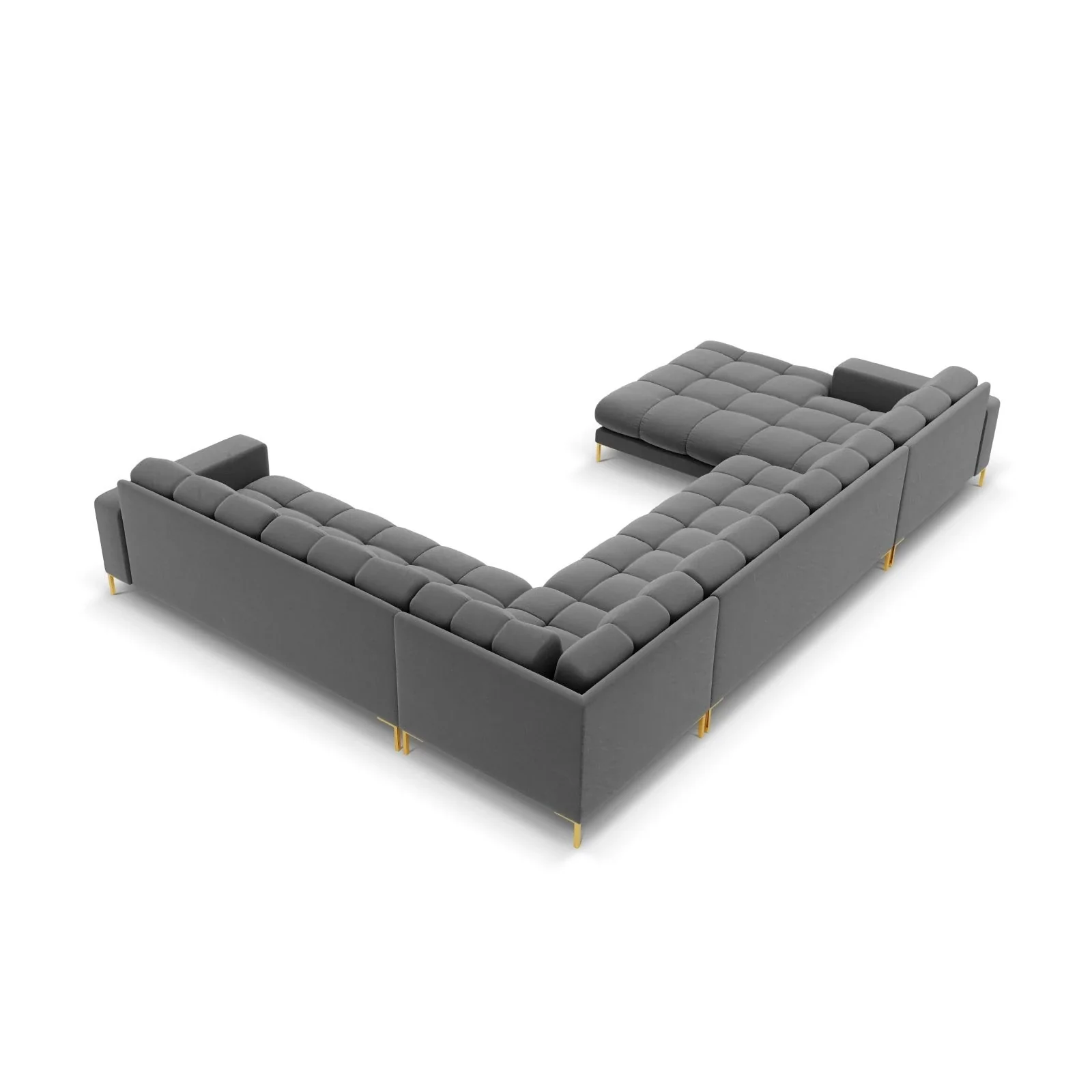 Mamaia 7-Sitzer Panorama-Ecksofa, Rechte Seite, Beine Goldmetall, mit Bezug aus Samt oder Strukturstoff, 327x256 cm - Image 58