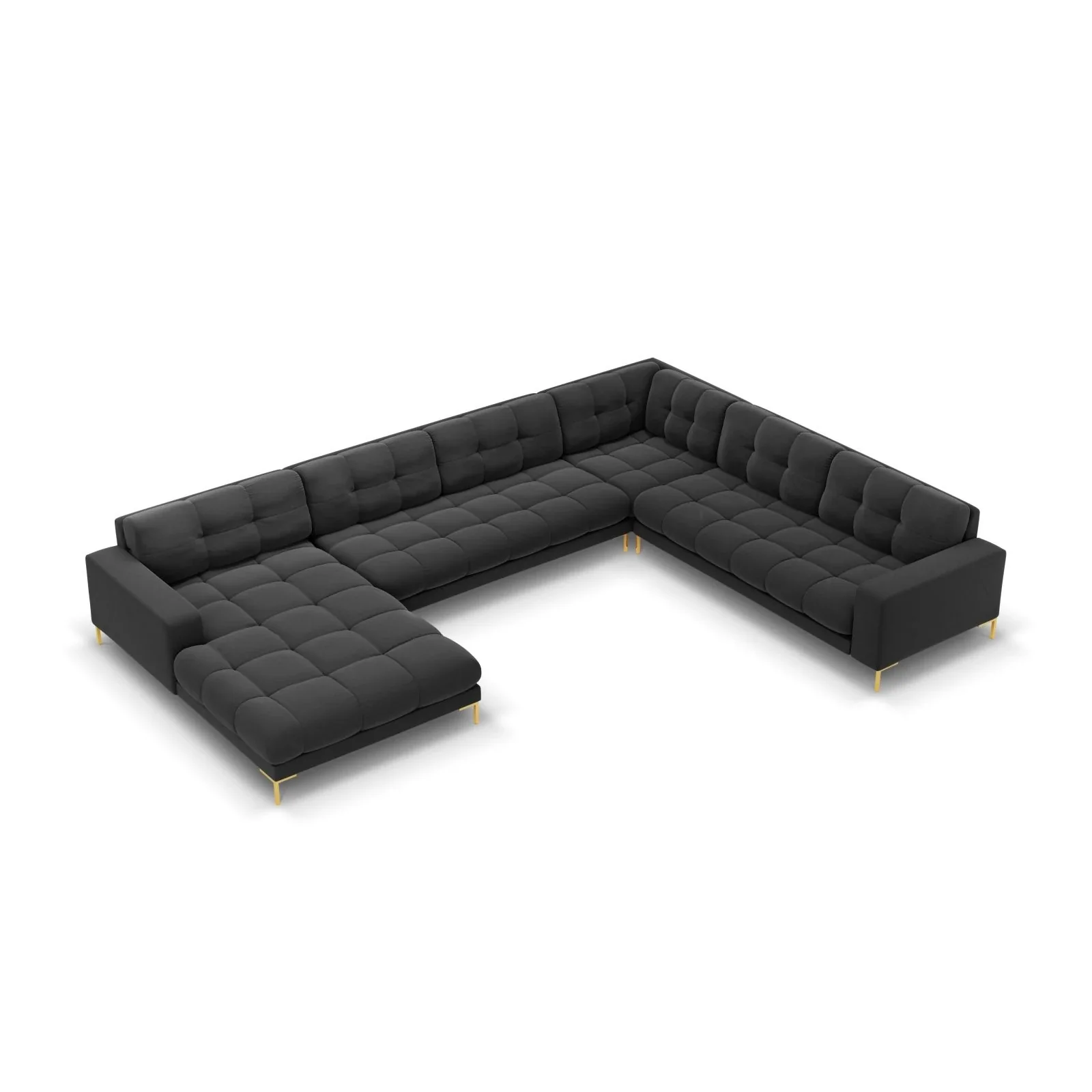 Mamaia 7-Sitzer Panorama-Ecksofa, Rechte Seite, Beine Goldmetall, mit Bezug aus Samt oder Strukturstoff, 327x256 cm - Image 62
