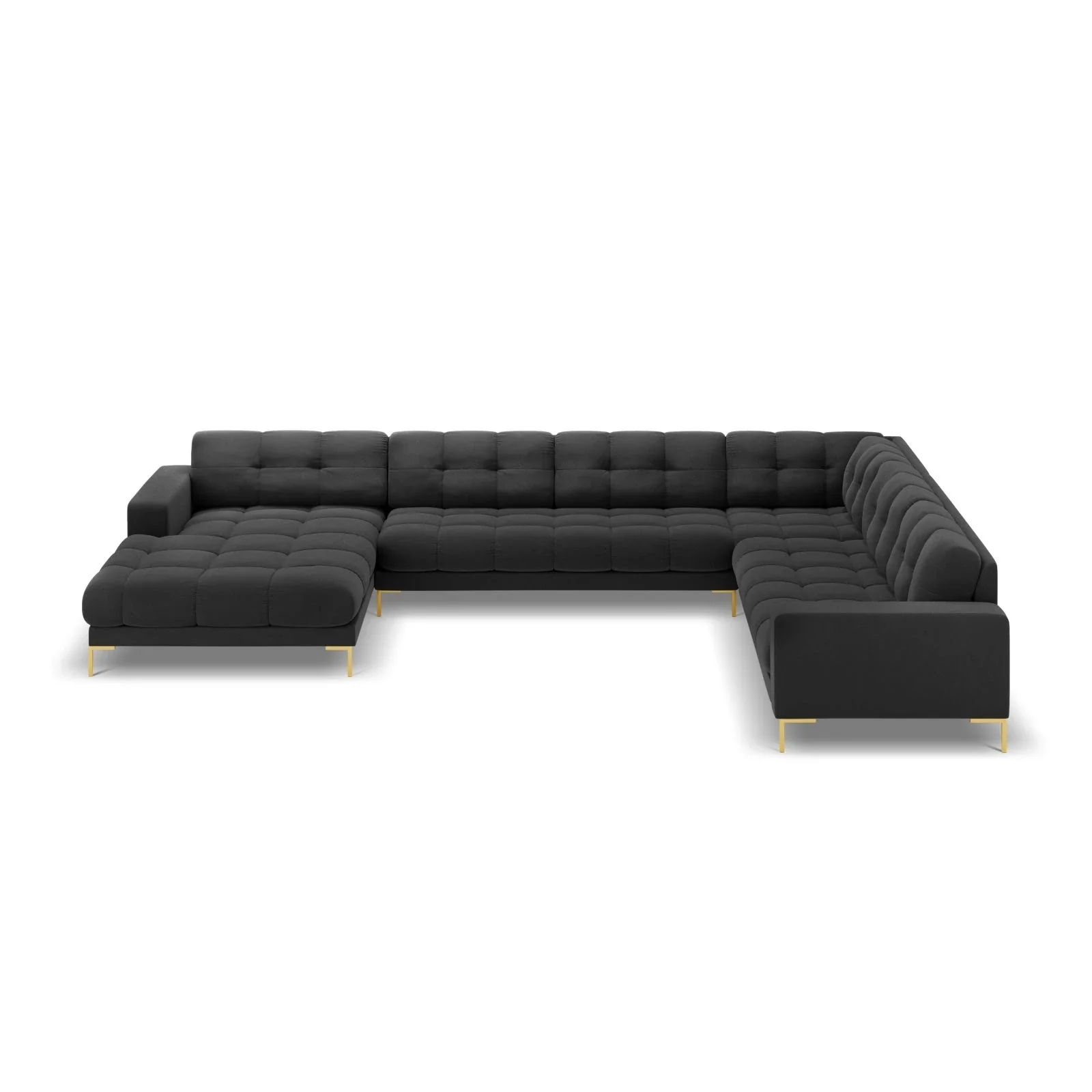 Mamaia 7-Sitzer Panorama-Ecksofa, Rechte Seite, Beine Goldmetall, mit Bezug aus Samt oder Strukturstoff, 327x256 cm - Image 64