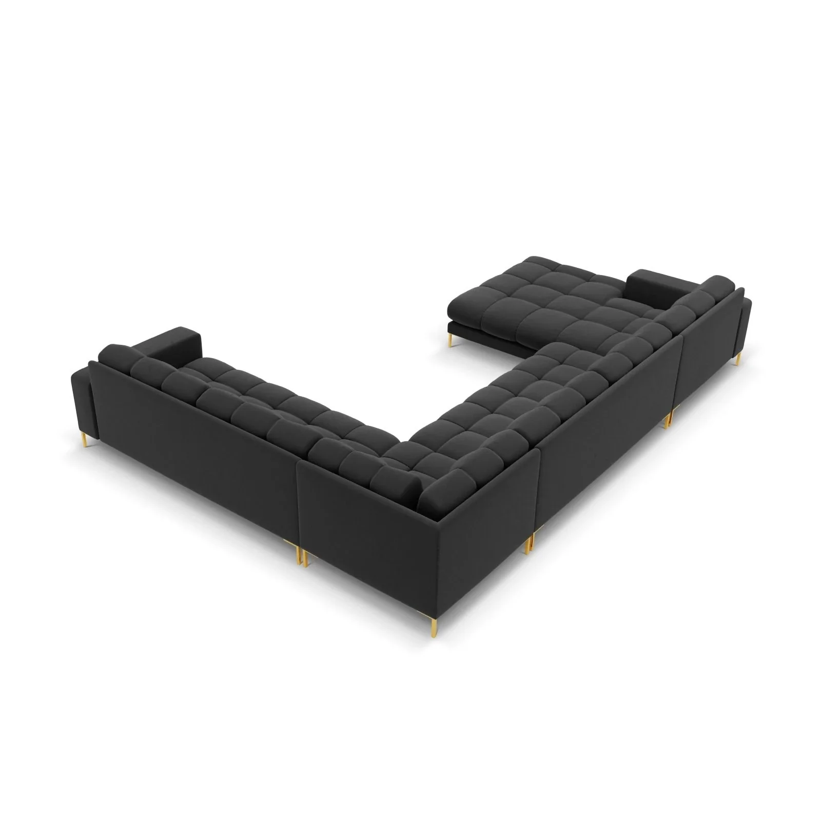 Mamaia 7-Sitzer Panorama-Ecksofa, Rechte Seite, Beine Goldmetall, mit Bezug aus Samt oder Strukturstoff, 327x256 cm - Image 65