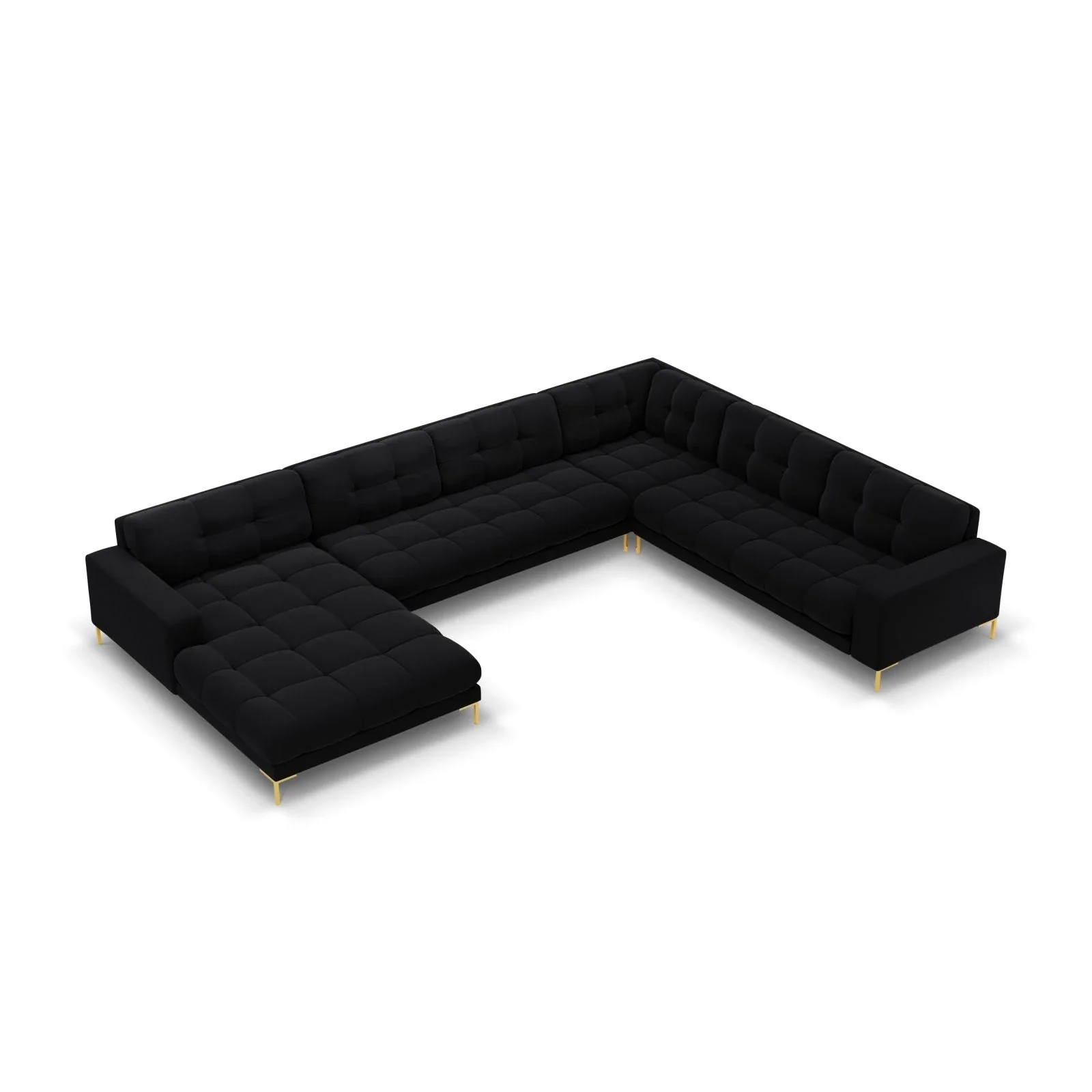 Mamaia 7-Sitzer Panorama-Ecksofa, Rechte Seite, Beine Goldmetall, mit Bezug aus Samt oder Strukturstoff, 327x256 cm - Image 69