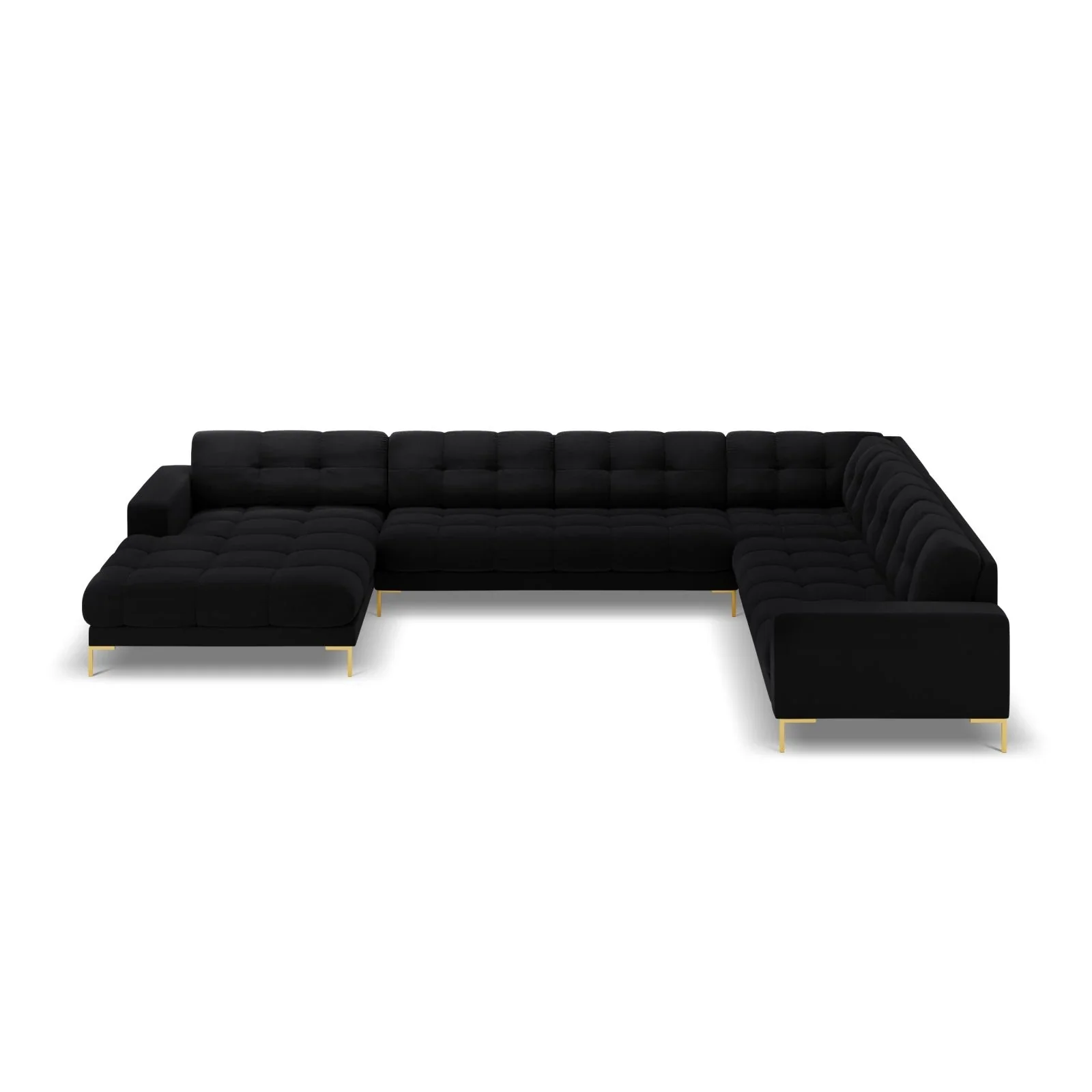 Mamaia 7-Sitzer Panorama-Ecksofa, Rechte Seite, Beine Goldmetall, mit Bezug aus Samt oder Strukturstoff, 327x256 cm - Image 71