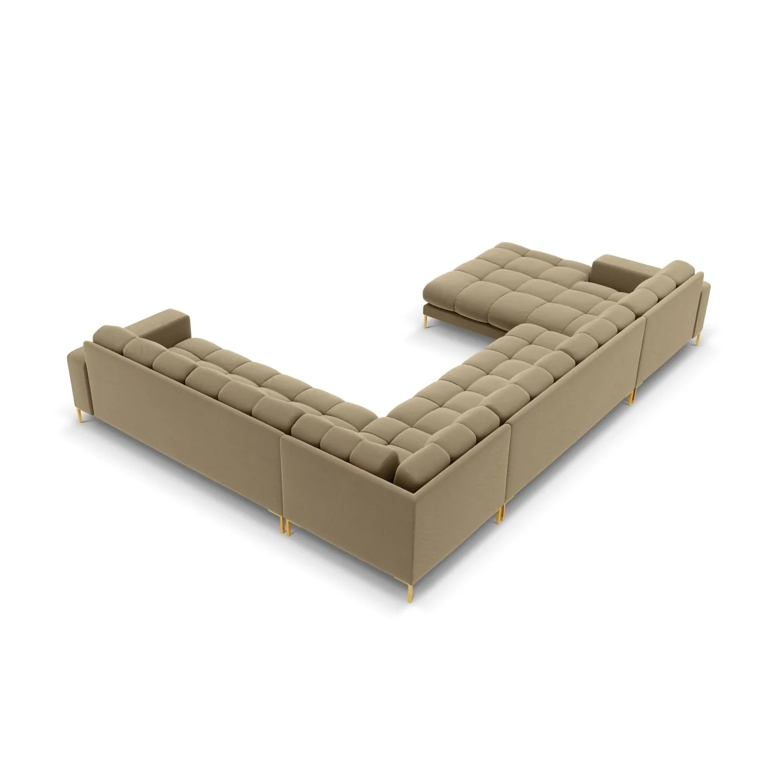 Mamaia 7-Sitzer Panorama-Ecksofa, Rechte Seite, Beine Goldmetall, mit Bezug aus Samt oder Strukturstoff, 327x256 cm - Image 79