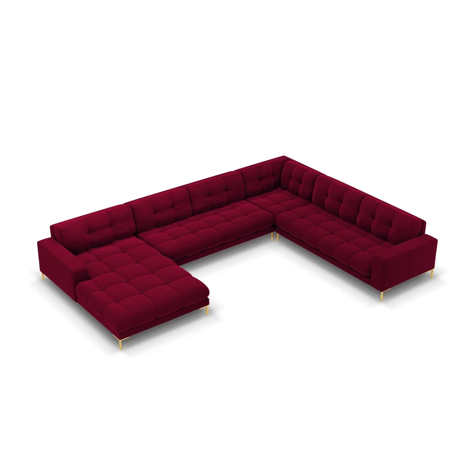 Mamaia 7-Sitzer Panorama-Ecksofa, Rechte Seite, Beine Goldmetall, mit Bezug aus Samt oder Strukturstoff, 327x256 cm - Image 83