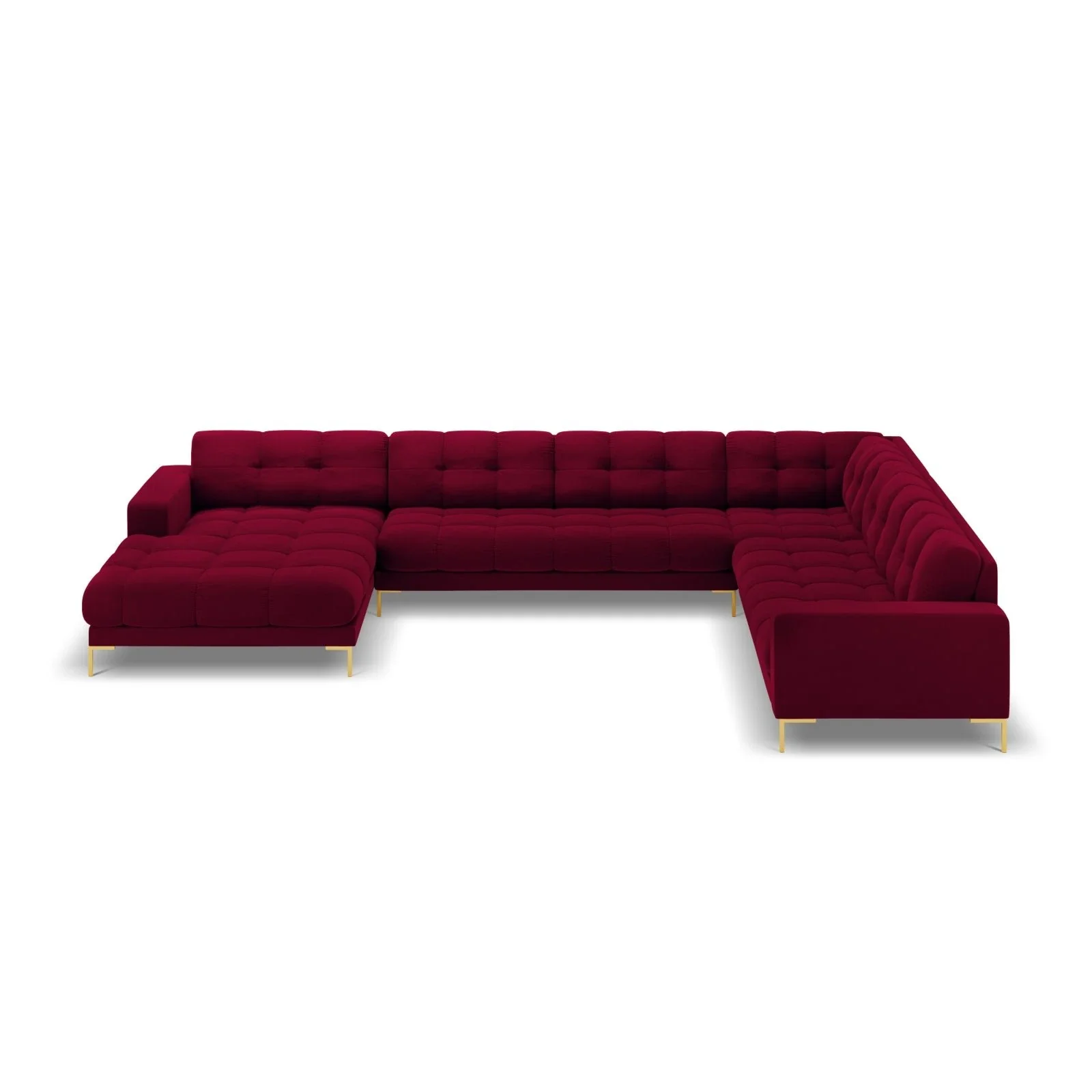 Mamaia 7-Sitzer Panorama-Ecksofa, Rechte Seite, Beine Goldmetall, mit Bezug aus Samt oder Strukturstoff, 327x256 cm - Image 85
