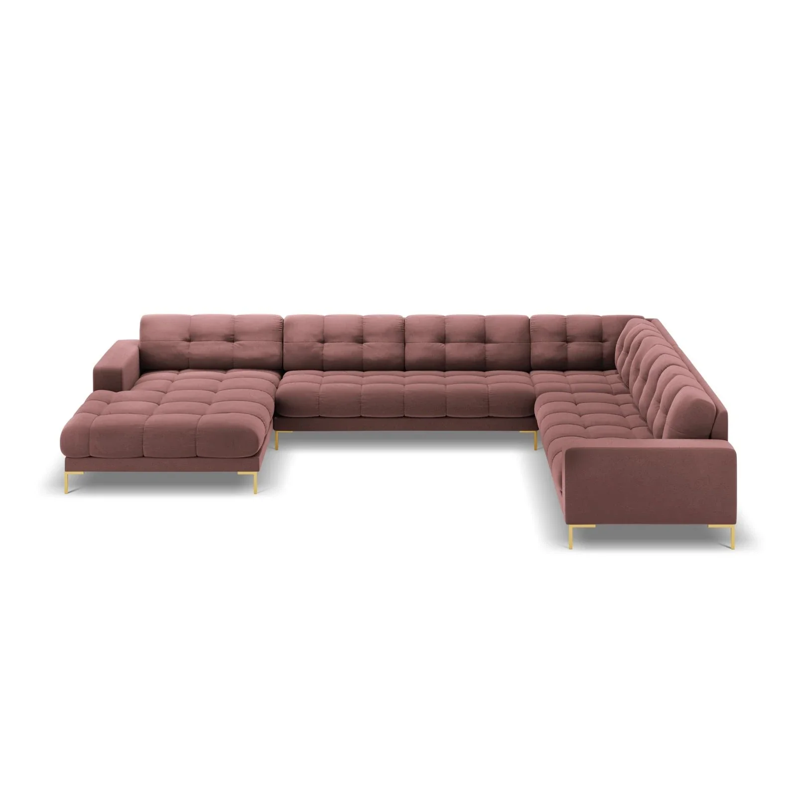 Mamaia 7-Sitzer Panorama-Ecksofa, Rechte Seite, Beine Goldmetall, mit Bezug aus Samt oder Strukturstoff, 327x256 cm - Image 92