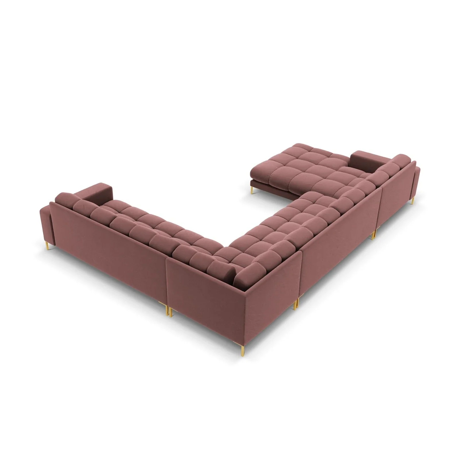 Mamaia 7-Sitzer Panorama-Ecksofa, Rechte Seite, Beine Goldmetall, mit Bezug aus Samt oder Strukturstoff, 327x256 cm - Image 93