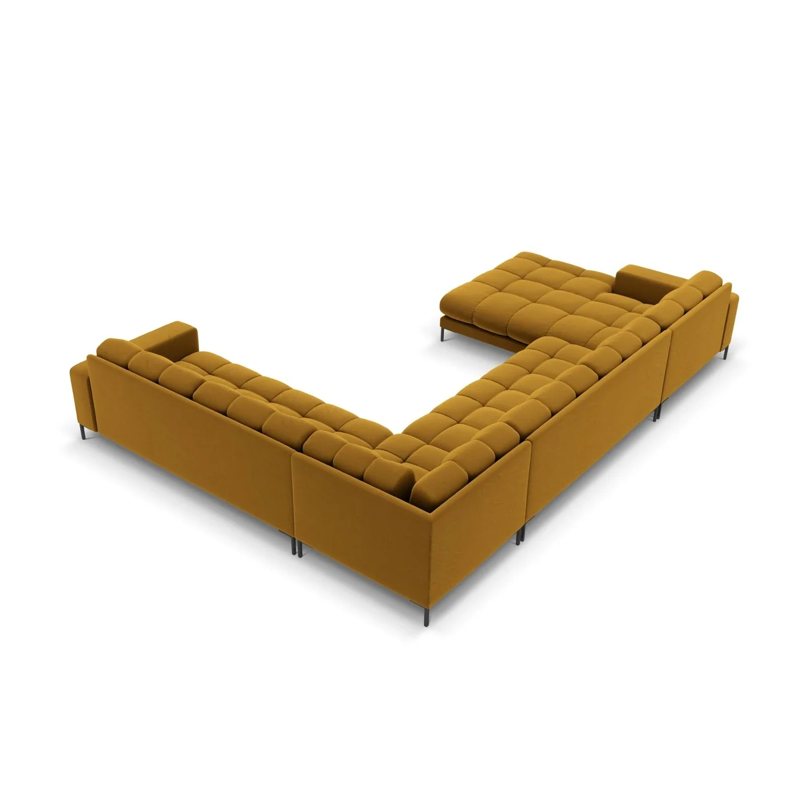 Mamaia 7-Sitzer Panorama-Ecksofa, Rechte Seite, Metallbeine Schwarz, mit Bezug aus Samt oder Strukturstoff, 327x256 cm - Image 100