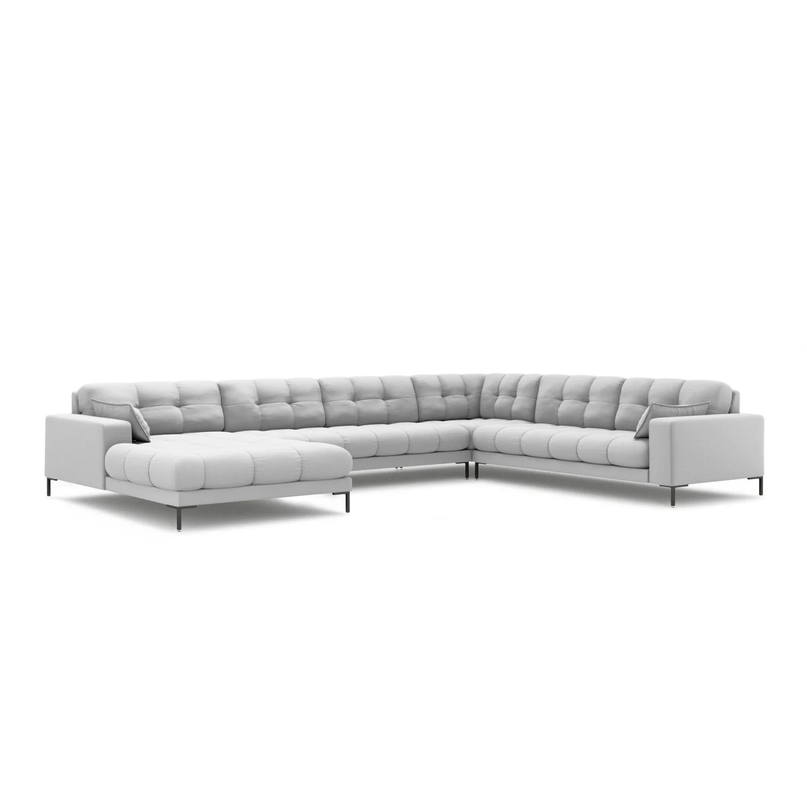 Mamaia 7-Sitzer Panorama-Ecksofa, Rechte Seite, Metallbeine Schwarz, mit Bezug aus Samt oder Strukturstoff, 327x256 cm - Image 11
