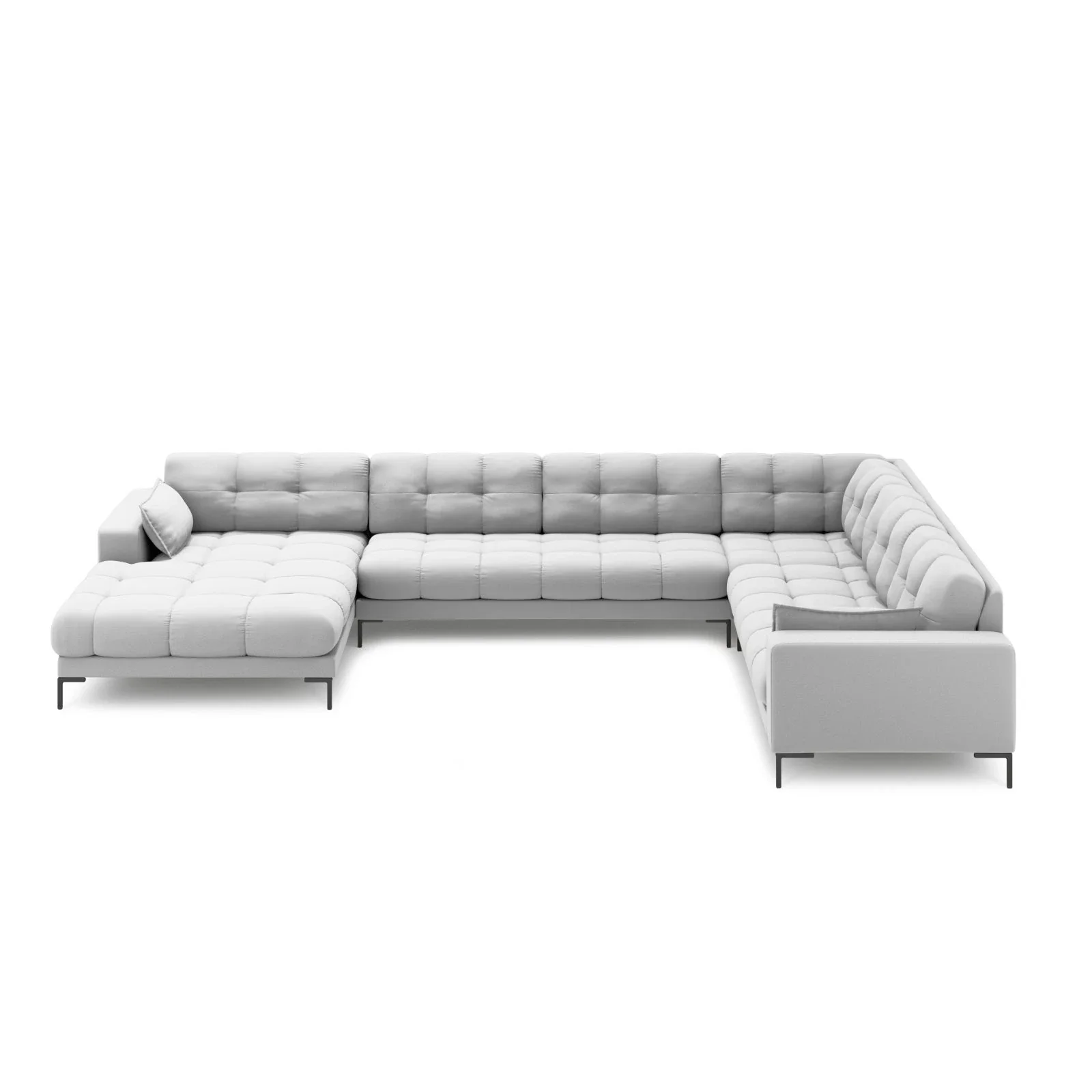 Mamaia 7-Sitzer Panorama-Ecksofa, Rechte Seite, Metallbeine Schwarz, mit Bezug aus Samt oder Strukturstoff, 327x256 cm - Image 12