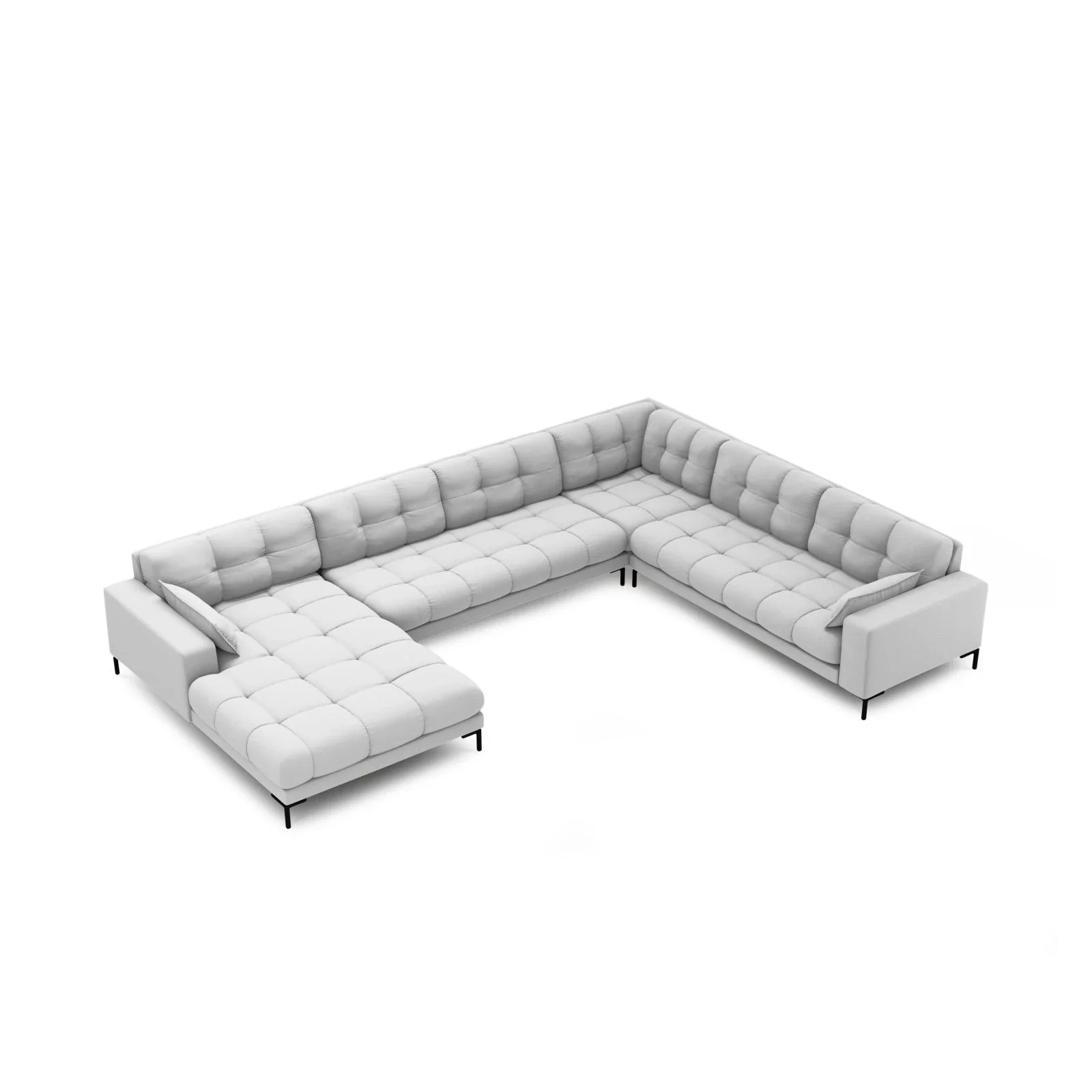 Mamaia 7-Sitzer Panorama-Ecksofa, Rechte Seite, Metallbeine Schwarz, mit Bezug aus Samt oder Strukturstoff, 327x256 cm - Image 13