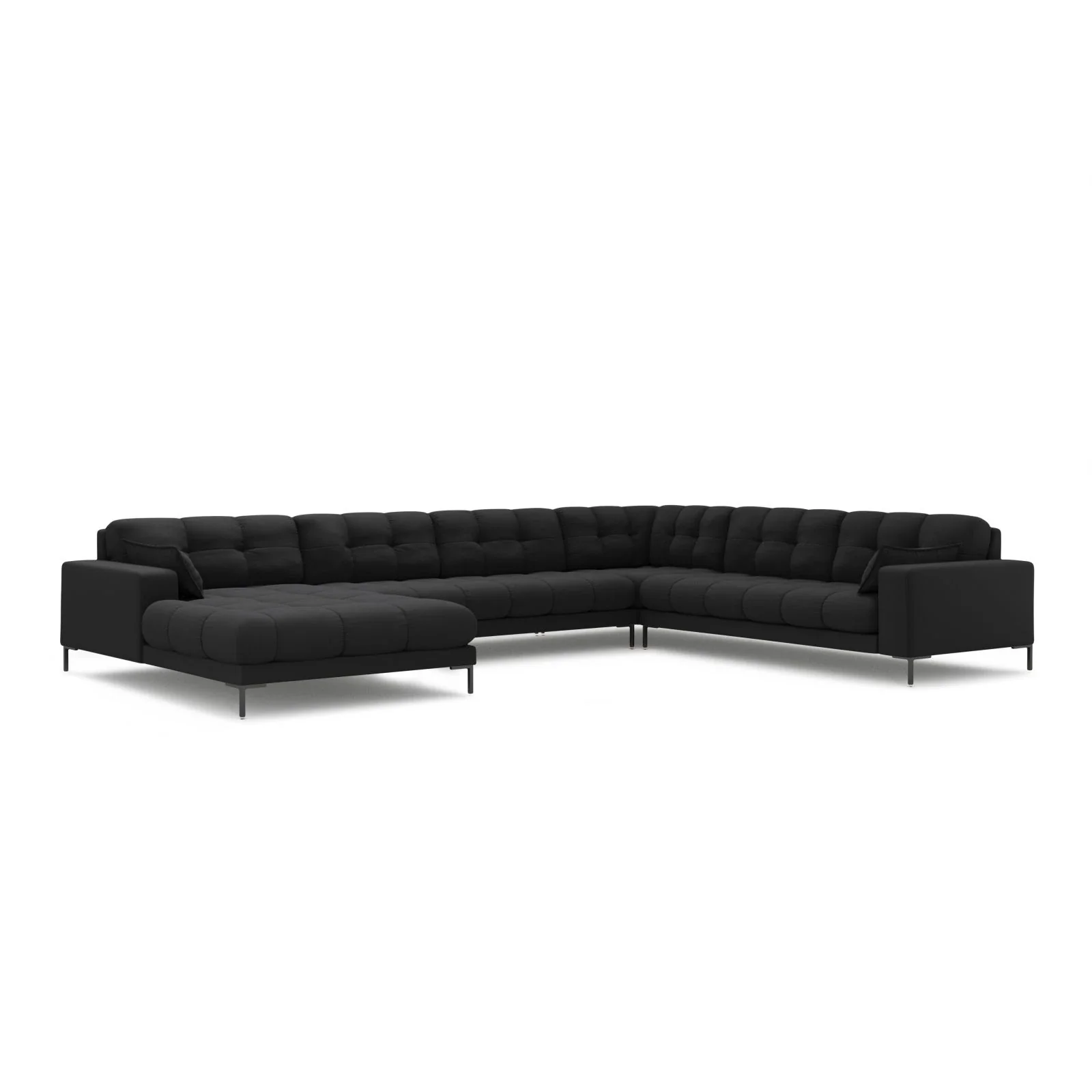 Mamaia 7-Sitzer Panorama-Ecksofa, Rechte Seite, Metallbeine Schwarz, mit Bezug aus Samt oder Strukturstoff, 327x256 cm - Image 16