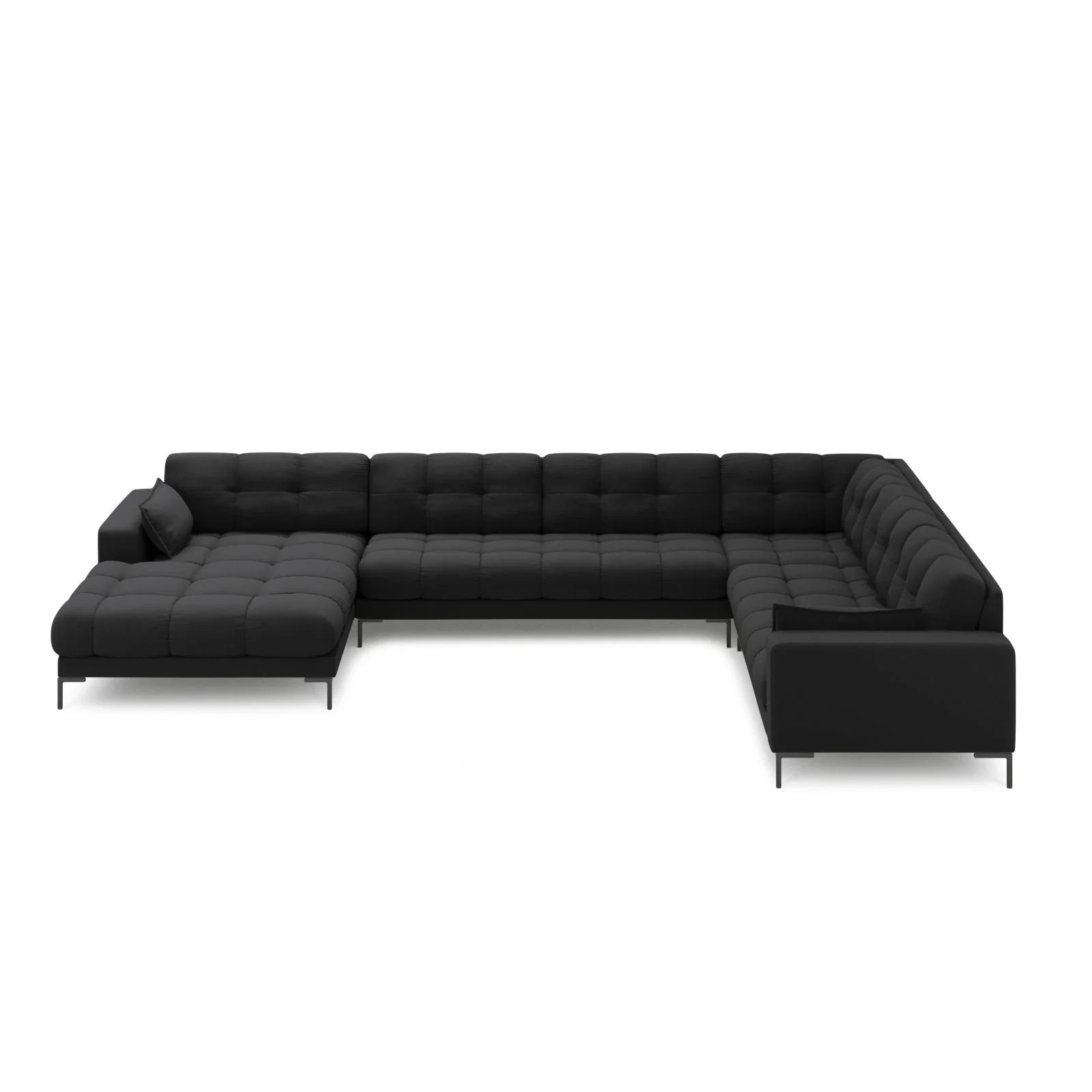 Mamaia 7-Sitzer Panorama-Ecksofa, Rechte Seite, Metallbeine Schwarz, mit Bezug aus Samt oder Strukturstoff, 327x256 cm - Image 17