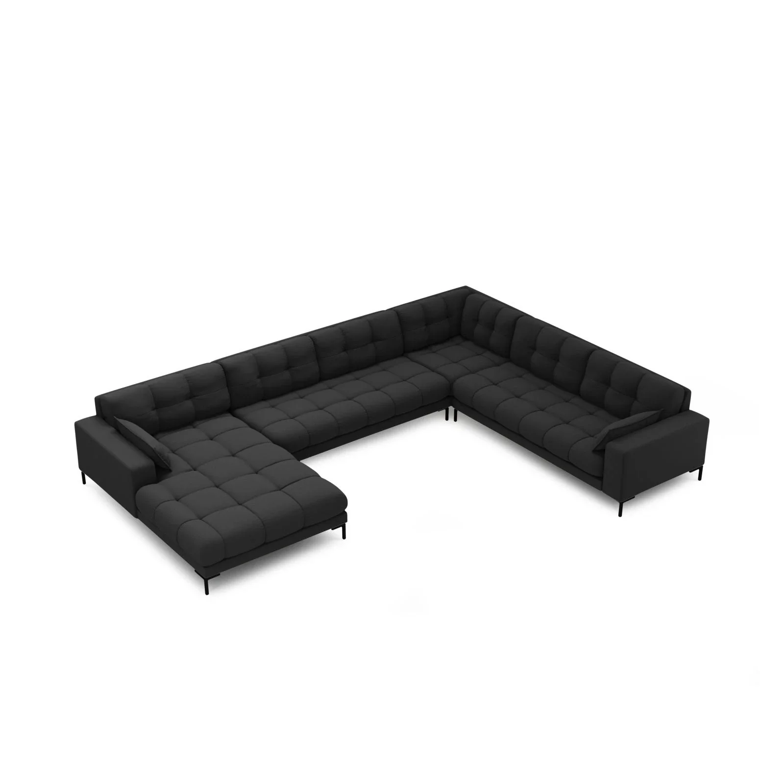 Mamaia 7-Sitzer Panorama-Ecksofa, Rechte Seite, Metallbeine Schwarz, mit Bezug aus Samt oder Strukturstoff, 327x256 cm - Image 18