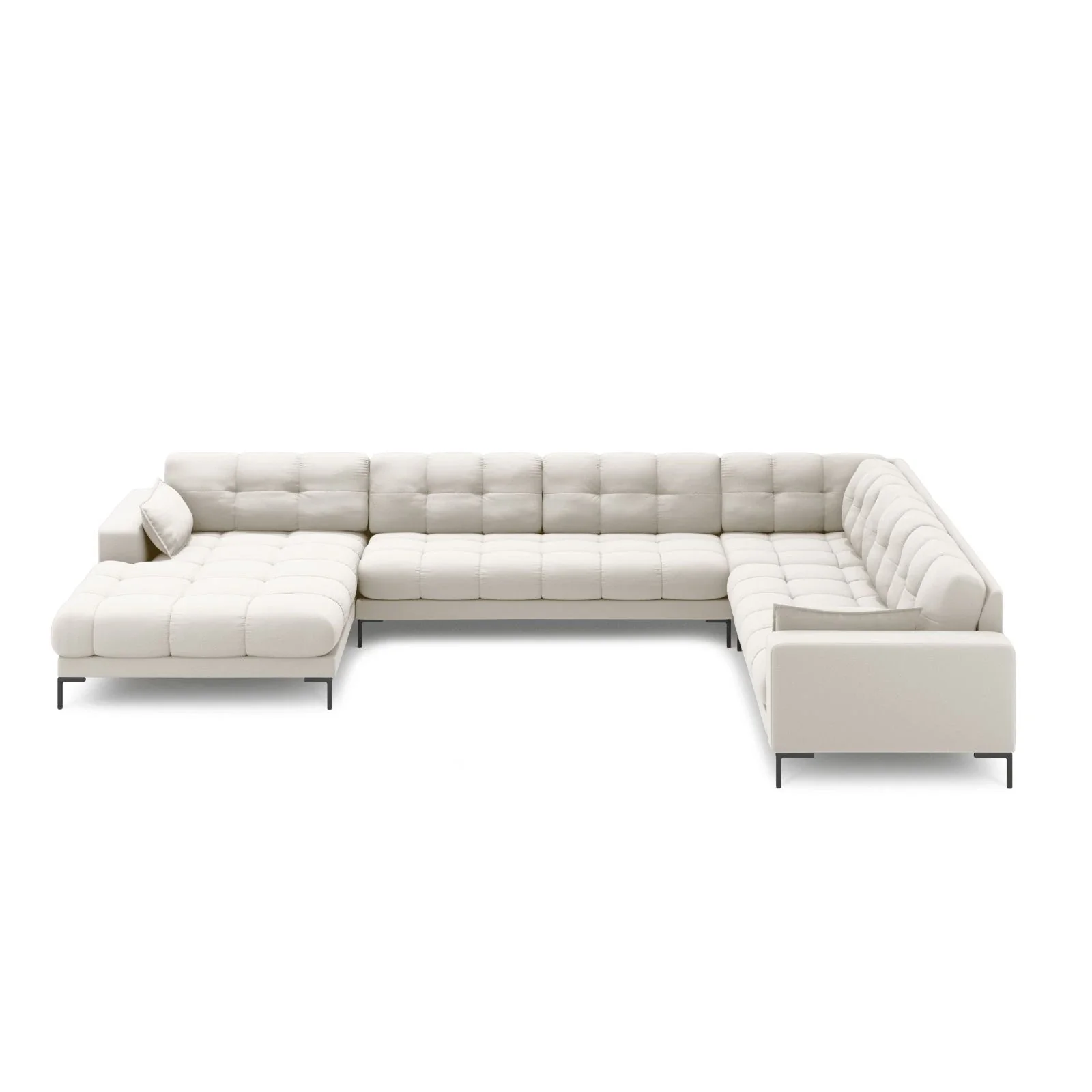Mamaia 7-Sitzer Panorama-Ecksofa, Rechte Seite, Metallbeine Schwarz, mit Bezug aus Samt oder Strukturstoff, 327x256 cm - Image 2
