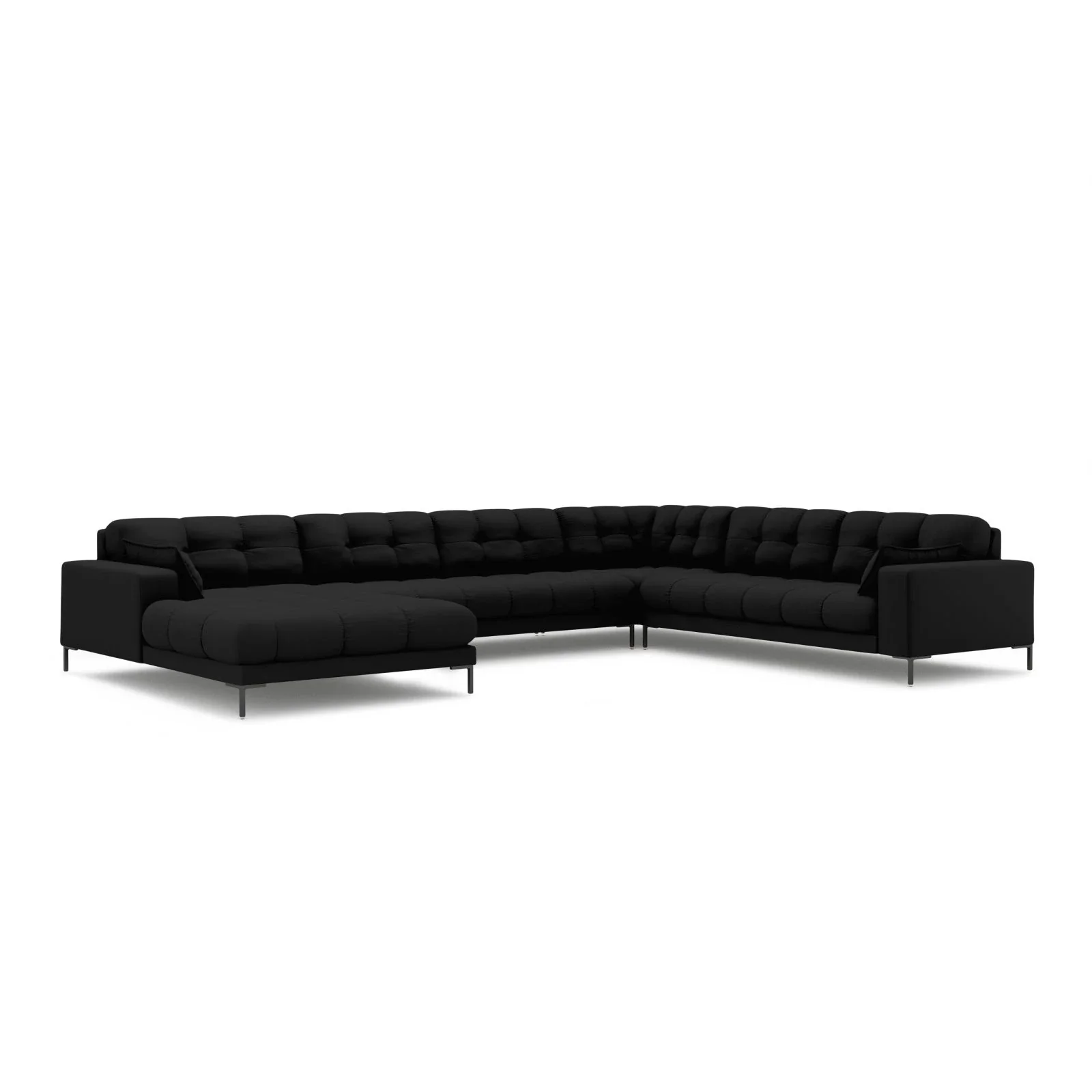 Mamaia 7-Sitzer Panorama-Ecksofa, Rechte Seite, Metallbeine Schwarz, mit Bezug aus Samt oder Strukturstoff, 327x256 cm - Image 21