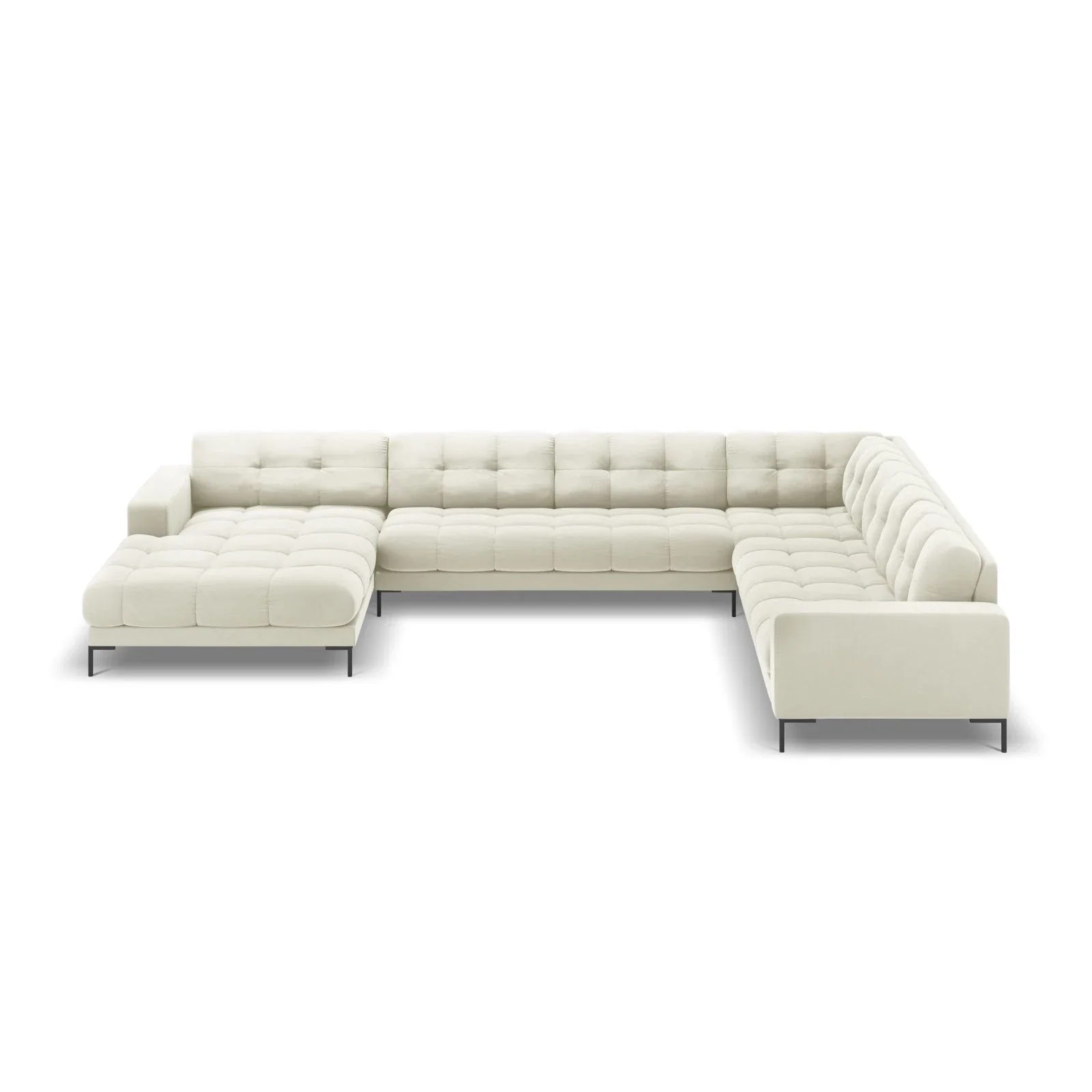 Mamaia 7-Sitzer Panorama-Ecksofa, Rechte Seite, Metallbeine Schwarz, mit Bezug aus Samt oder Strukturstoff, 327x256 cm - Image 43