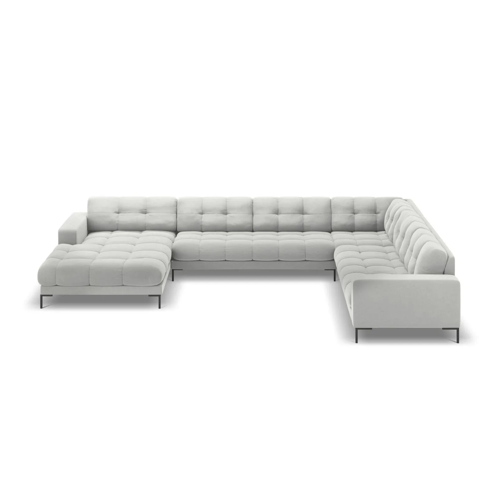 Mamaia 7-Sitzer Panorama-Ecksofa, Rechte Seite, Metallbeine Schwarz, mit Bezug aus Samt oder Strukturstoff, 327x256 cm - Image 50