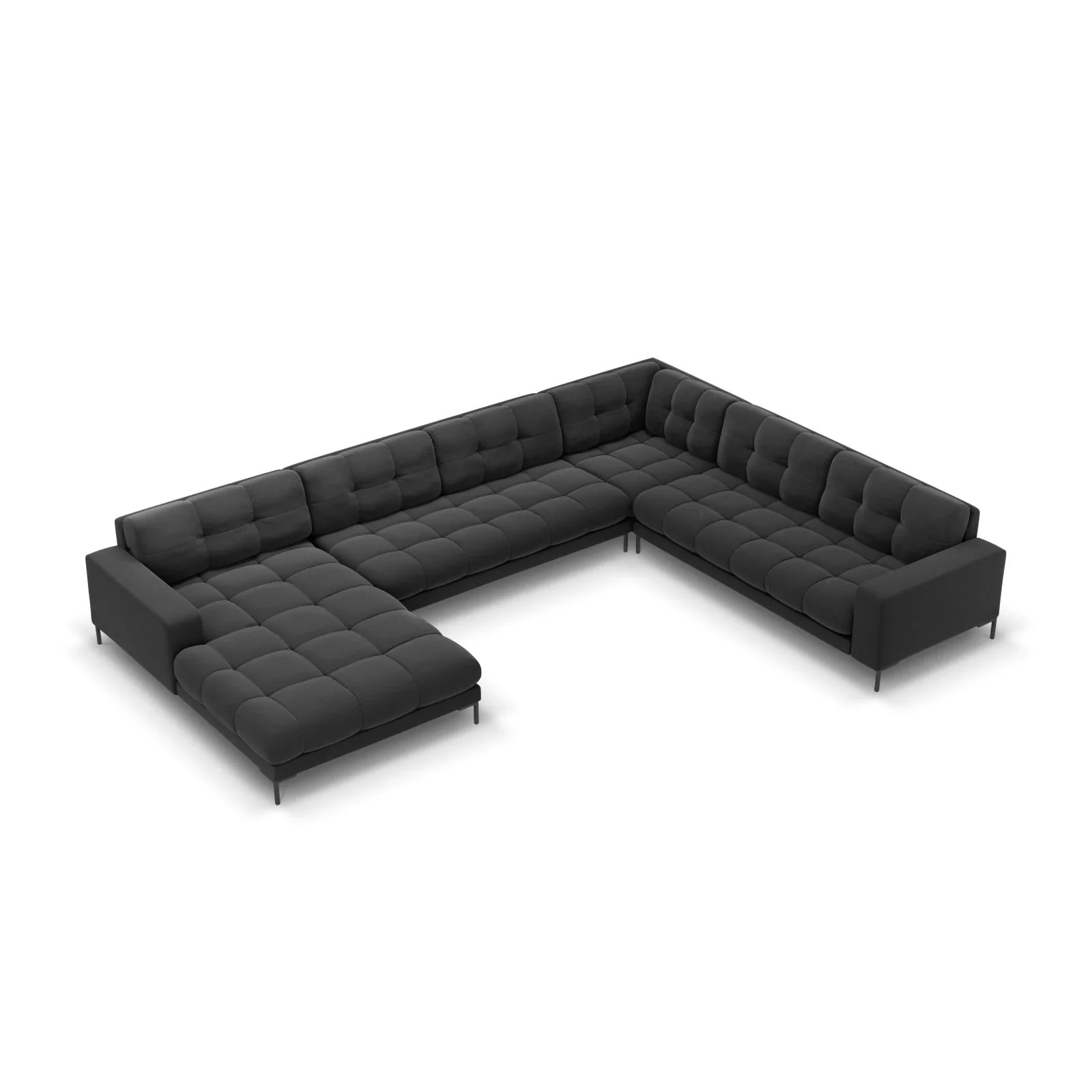 Mamaia 7-Sitzer Panorama-Ecksofa, Rechte Seite, Metallbeine Schwarz, mit Bezug aus Samt oder Strukturstoff, 327x256 cm - Image 62