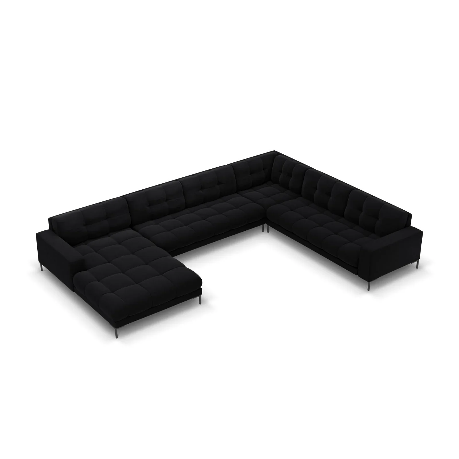 Mamaia 7-Sitzer Panorama-Ecksofa, Rechte Seite, Metallbeine Schwarz, mit Bezug aus Samt oder Strukturstoff, 327x256 cm - Image 69
