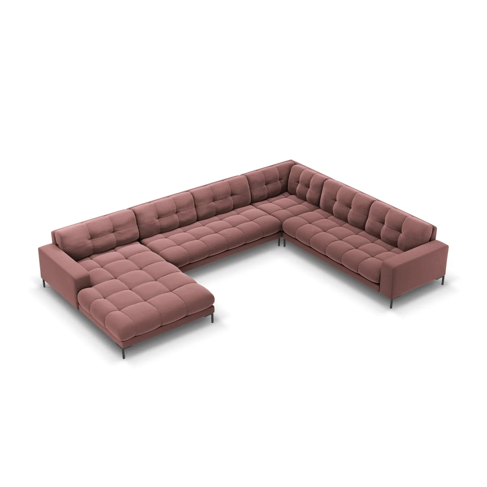 Mamaia 7-Sitzer Panorama-Ecksofa, Rechte Seite, Metallbeine Schwarz, mit Bezug aus Samt oder Strukturstoff, 327x256 cm - Image 90
