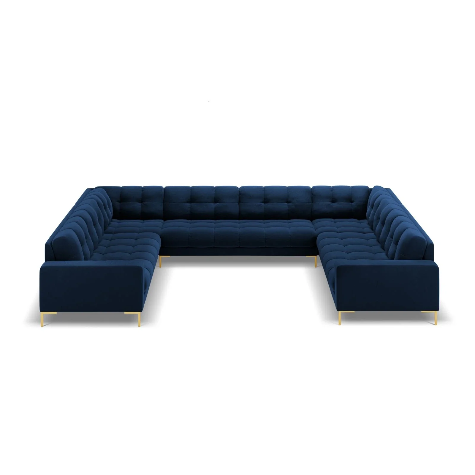 Mamaia 9-Sitzer Panorama-Sofa symmetrisch, Beine Goldmetall, mit Bezug aus Samt oder Strukturstoff, 337x256 cm - Image 100