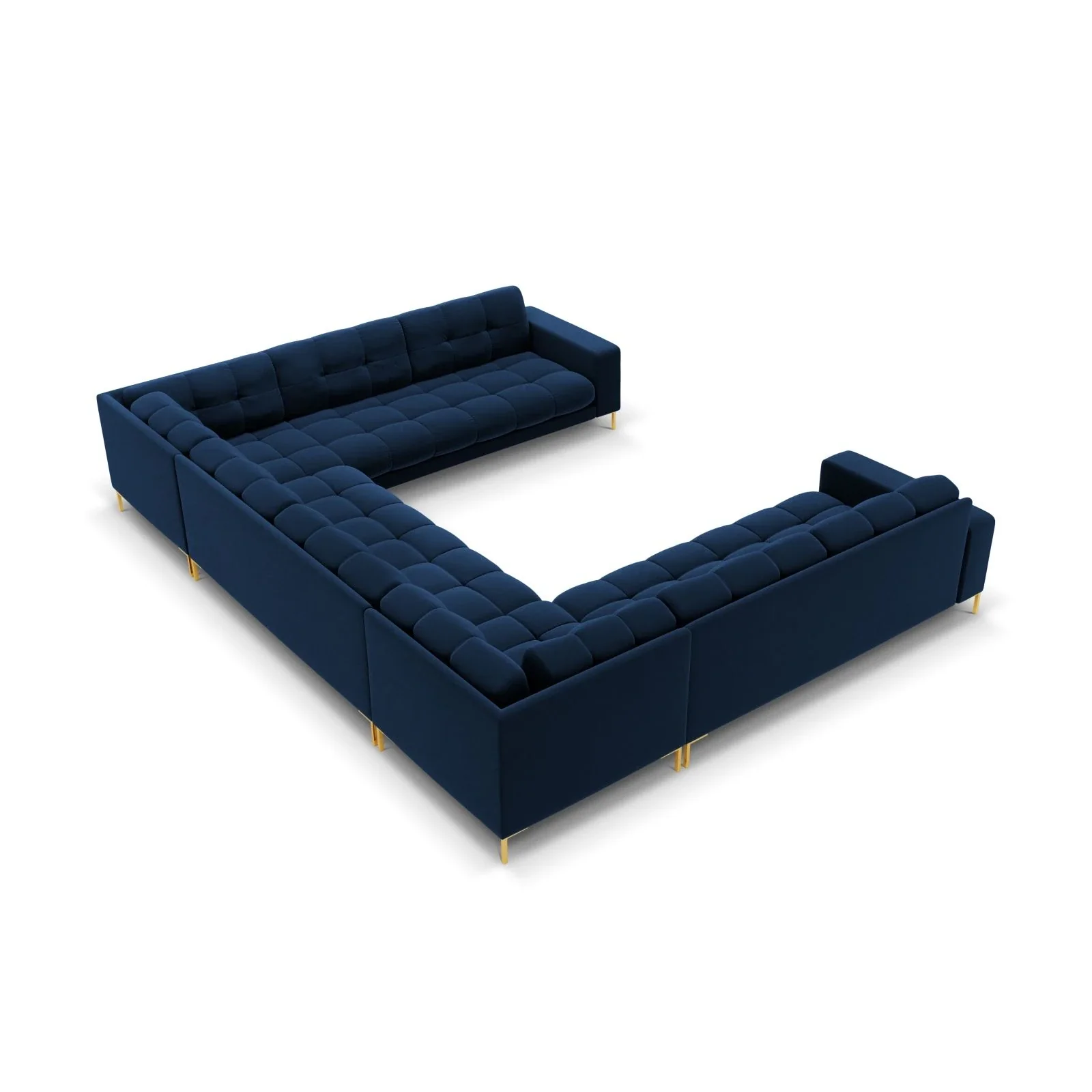 Mamaia 9-Sitzer Panorama-Sofa symmetrisch, Beine Goldmetall, mit Bezug aus Samt oder Strukturstoff, 337x256 cm - Image 101