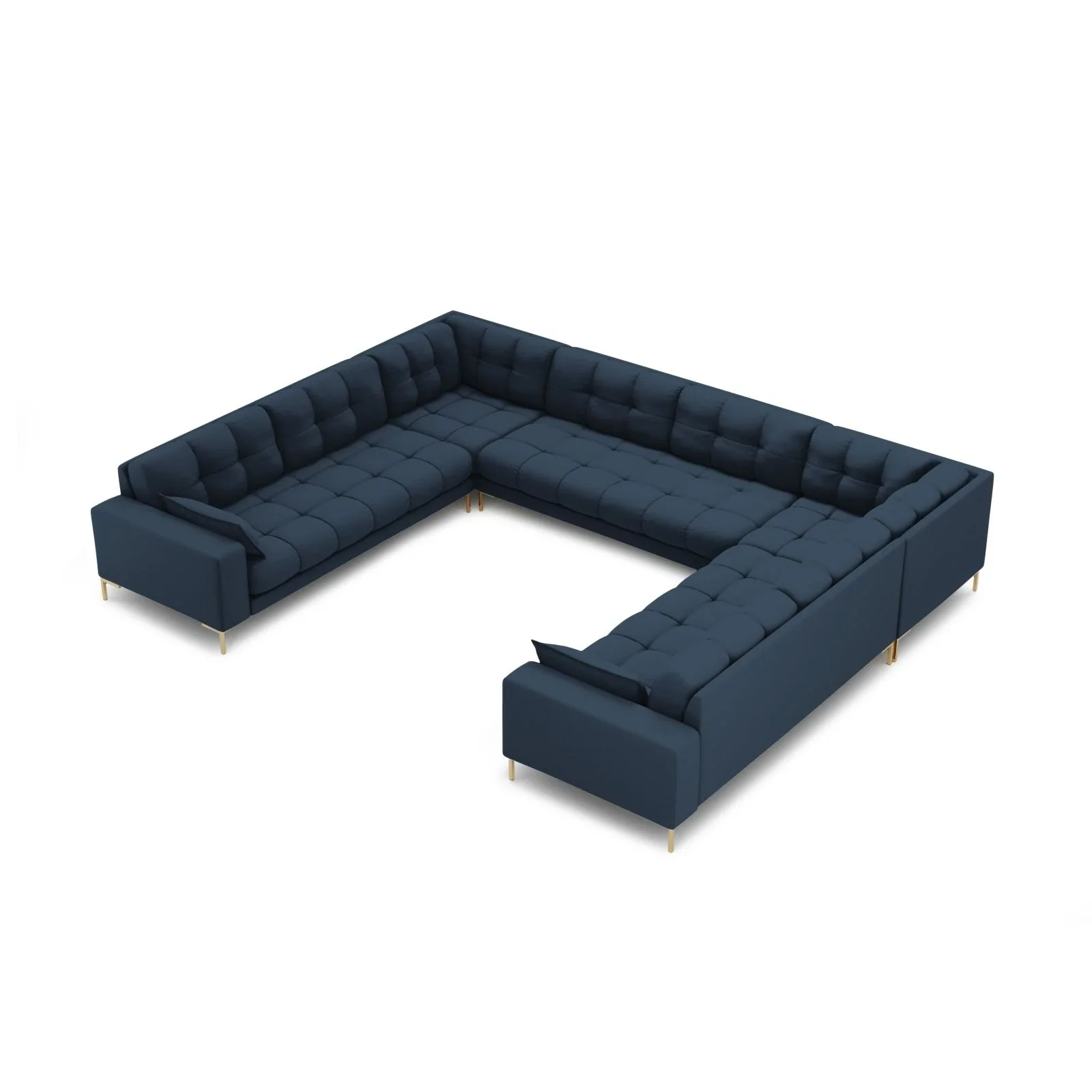 Mamaia 9-Sitzer Panorama-Sofa symmetrisch, Beine Goldmetall, mit Bezug aus Samt oder Strukturstoff, 337x256 cm - Image 21