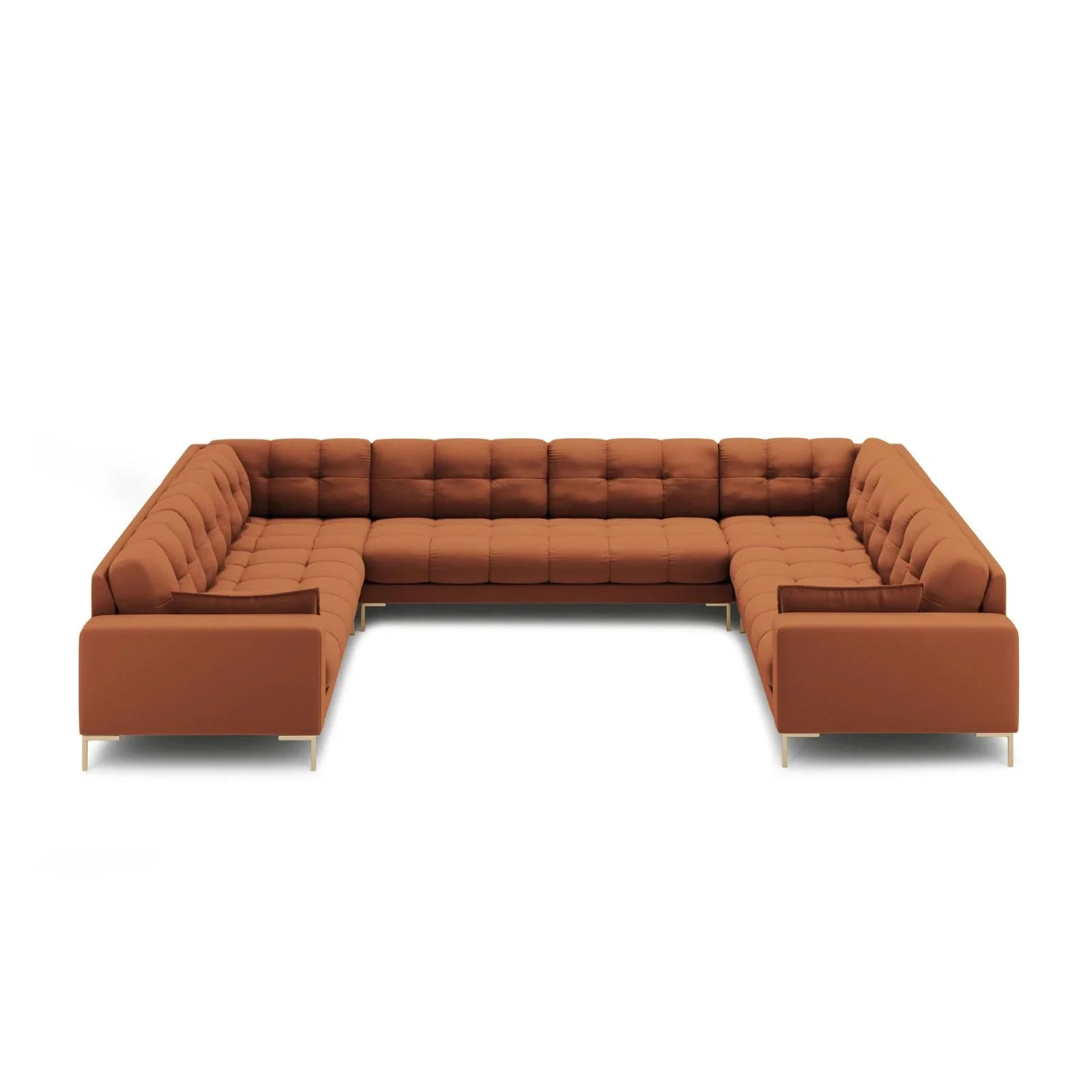 Mamaia 9-Sitzer Panorama-Sofa symmetrisch, Beine Goldmetall, mit Bezug aus Samt oder Strukturstoff, 337x256 cm - Image 30