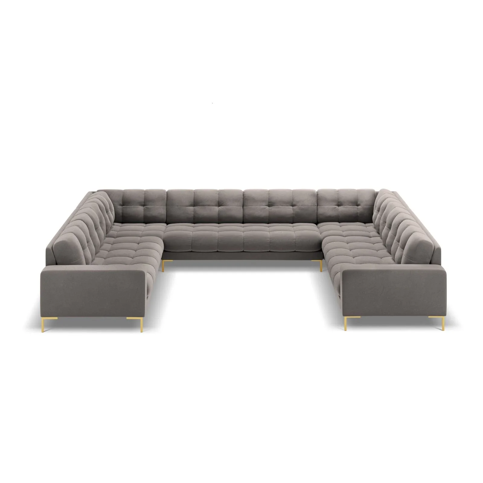 Mamaia 9-Sitzer Panorama-Sofa symmetrisch, Beine Goldmetall, mit Bezug aus Samt oder Strukturstoff, 337x256 cm - Image 46