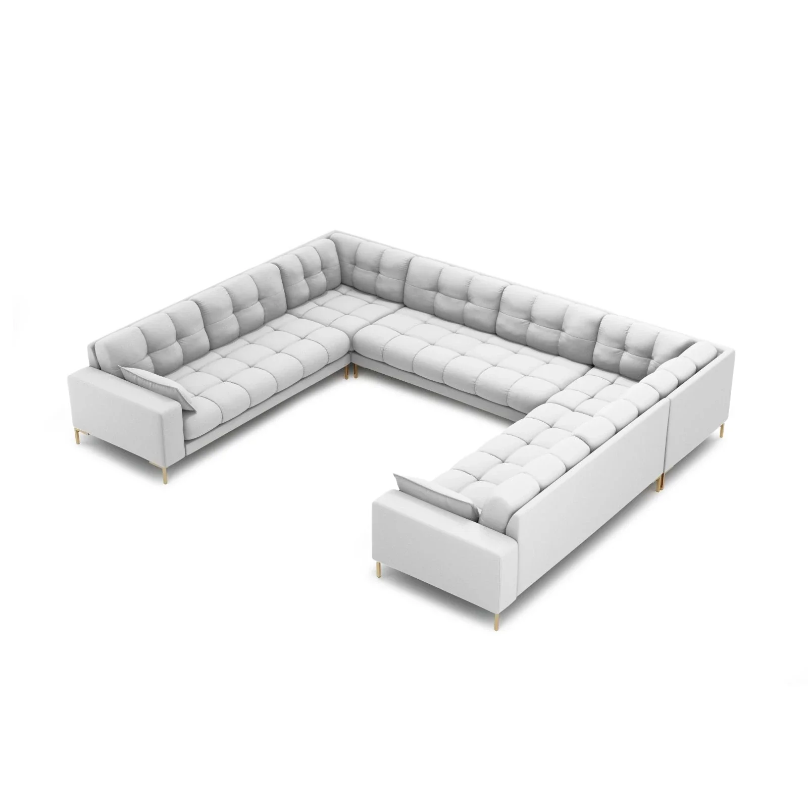 Mamaia 9-Sitzer Panorama-Sofa symmetrisch, Beine Goldmetall, mit Bezug aus Samt oder Strukturstoff, 337x256 cm - Image 9