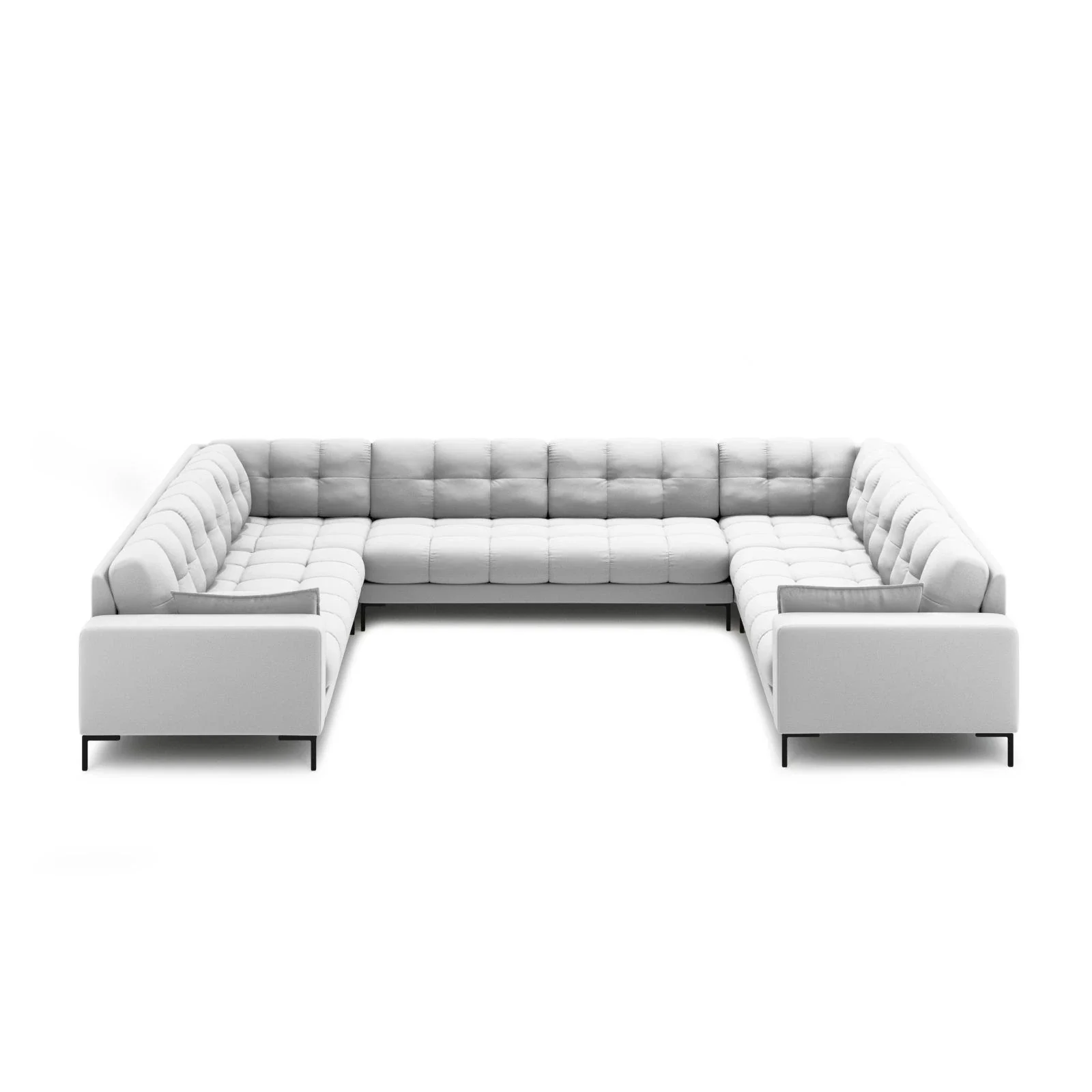 Mamaia 9-Sitzer Panorama-Sofa symmetrisch, Metallbeine Schwarz, mit Bezug aus Samt oder Strukturstoff, 337x256 cm - Image 10