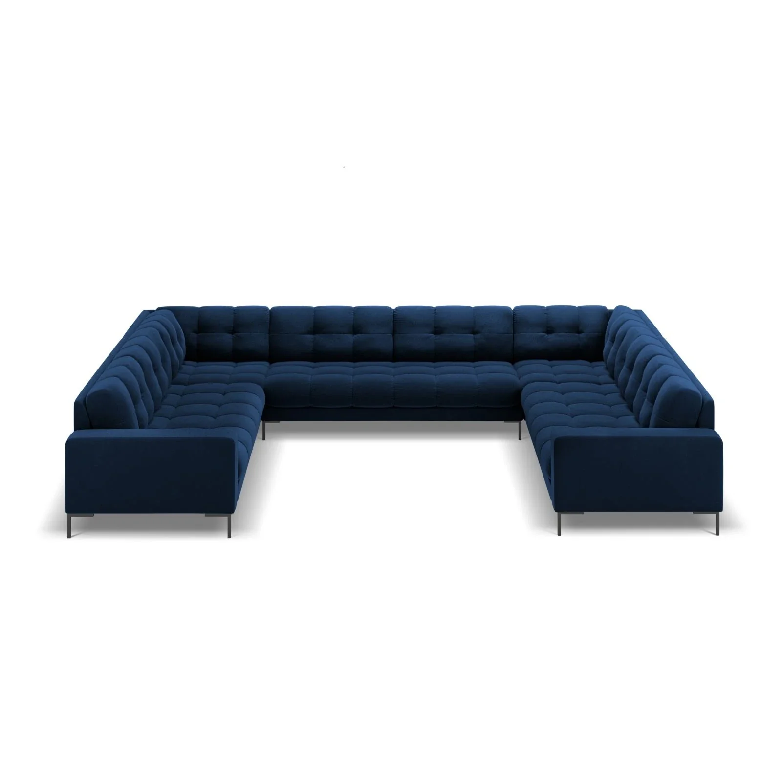 Mamaia 9-Sitzer Panorama-Sofa symmetrisch, Metallbeine Schwarz, mit Bezug aus Samt oder Strukturstoff, 337x256 cm - Image 100