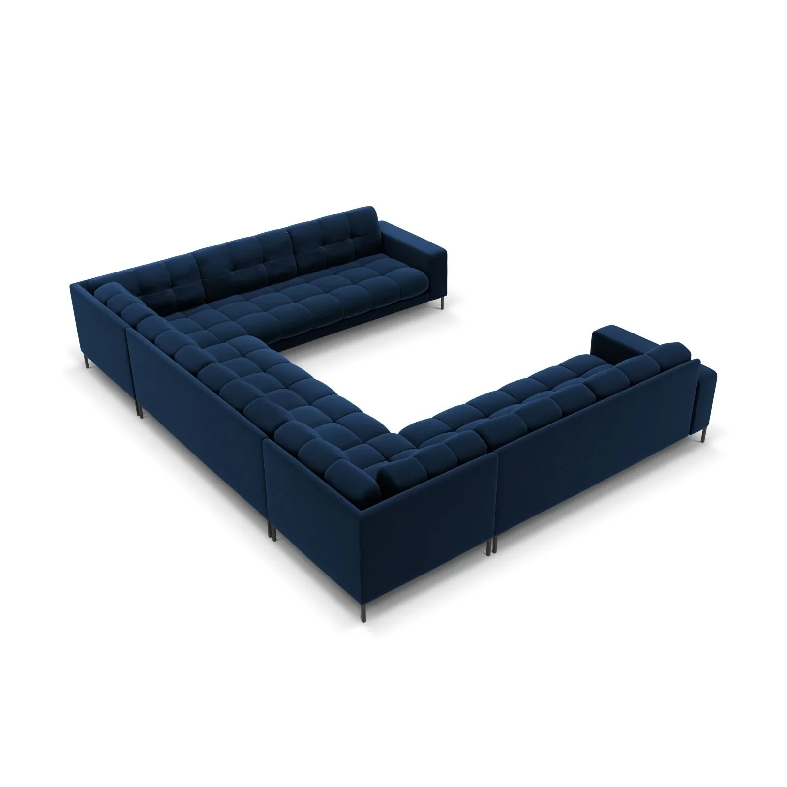 Mamaia 9-Sitzer Panorama-Sofa symmetrisch, Metallbeine Schwarz, mit Bezug aus Samt oder Strukturstoff, 337x256 cm - Image 101
