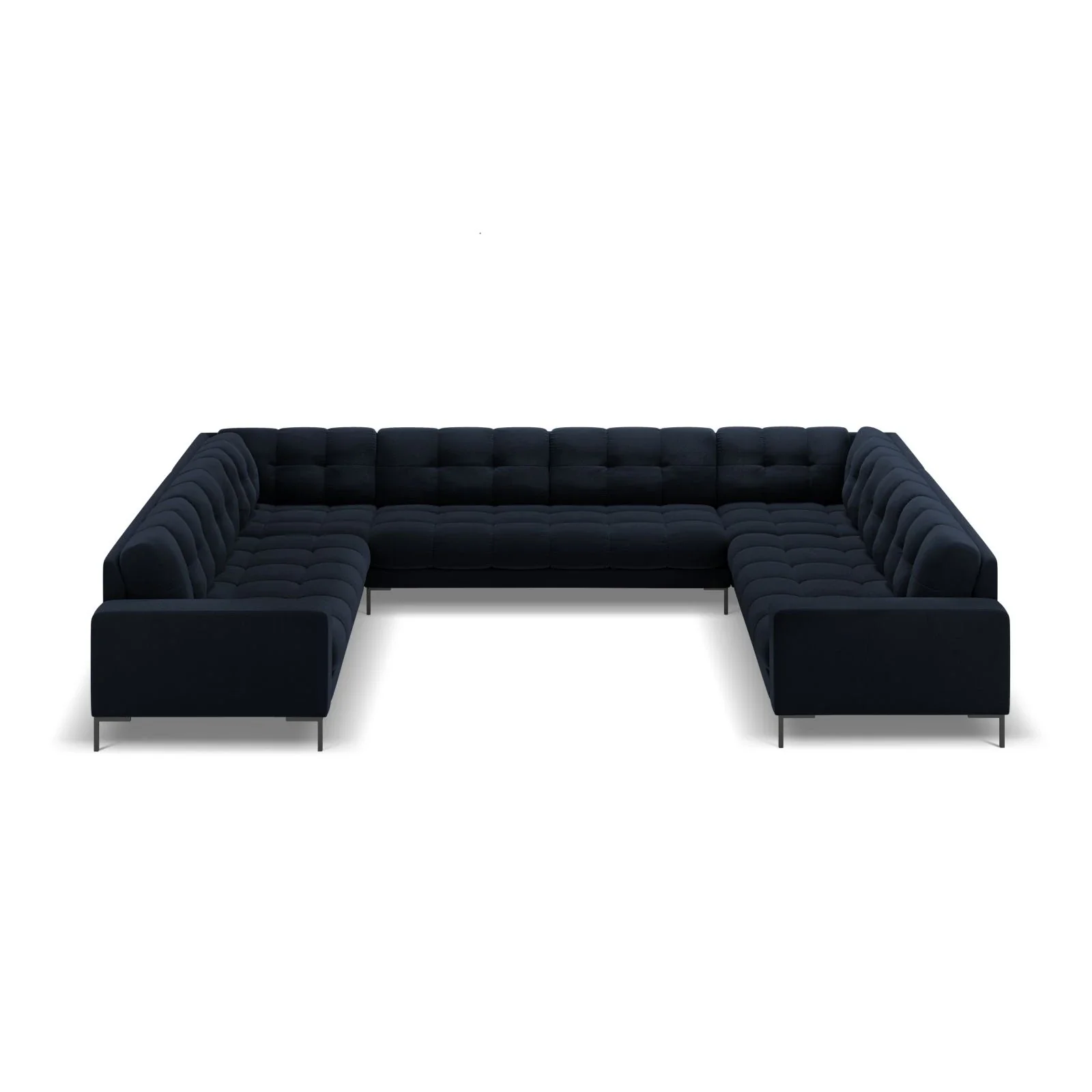 Mamaia 9-Sitzer Panorama-Sofa symmetrisch, Metallbeine Schwarz, mit Bezug aus Samt oder Strukturstoff, 337x256 cm - Image 106