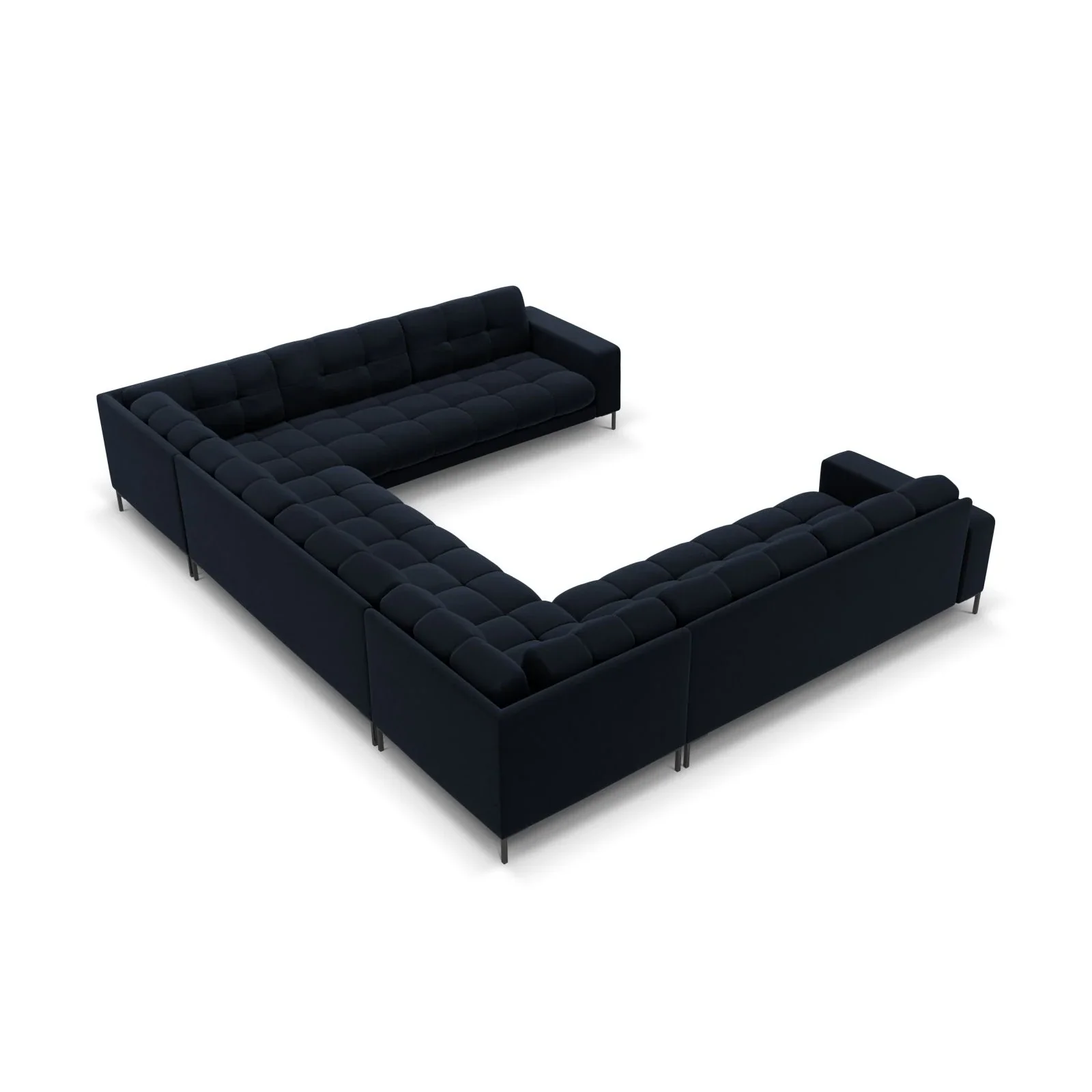 Mamaia 9-Sitzer Panorama-Sofa symmetrisch, Metallbeine Schwarz, mit Bezug aus Samt oder Strukturstoff, 337x256 cm - Image 107